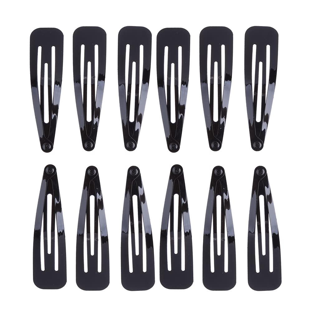 Ghelonadi No-Slip Metal Snap Hair Barrettes for Women & Girls - 6-Pack Black Hair Clips for Long Hair | Perfect for School, Work & Special Occasions