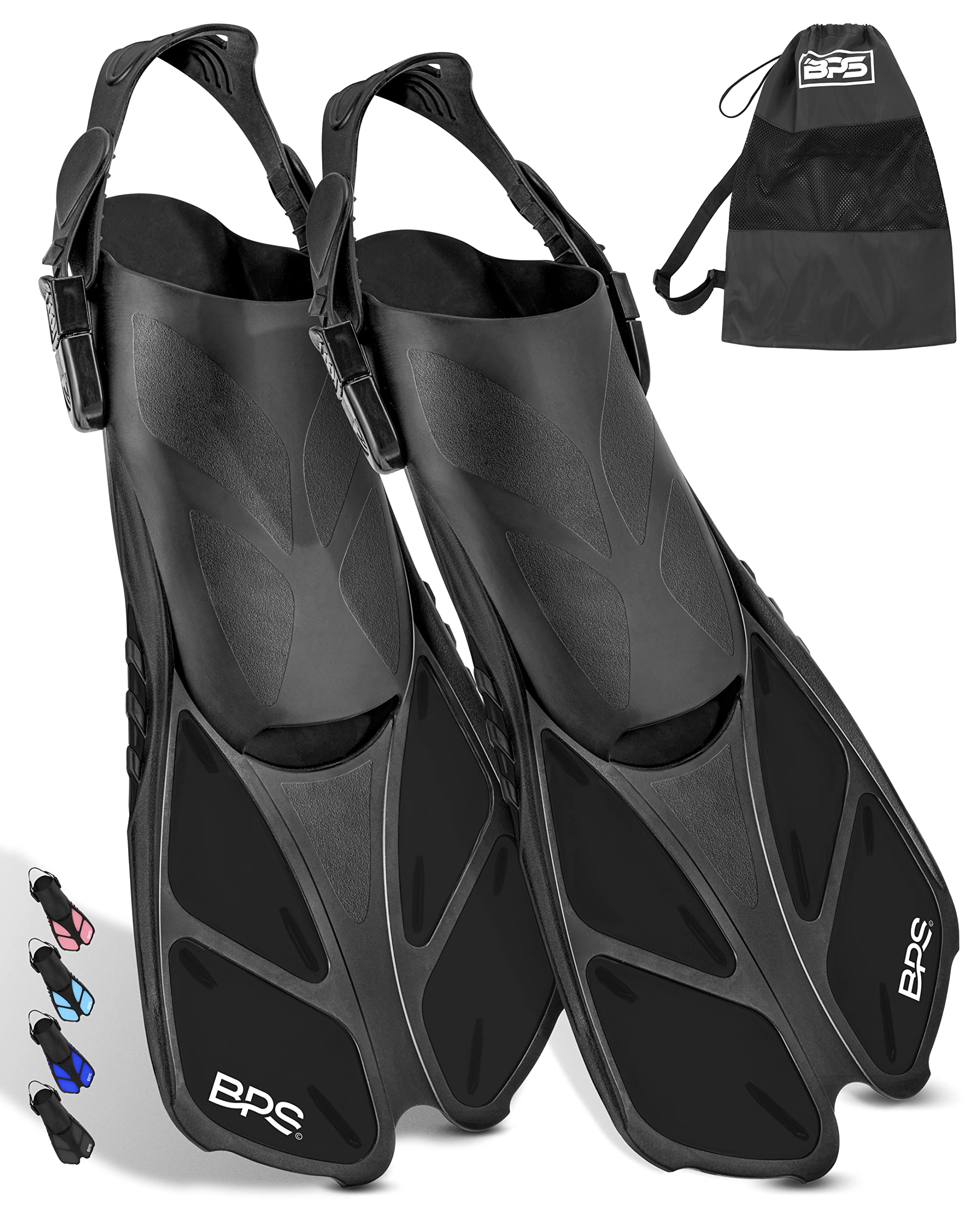 Premium New Zealand Snorkel Fins - Adjustable Open Heel Swim Fins for Men, Women & Kids - Lightweight Travel Size Diving Flippers for Swimming, Snorkeling & Beach Vacations
