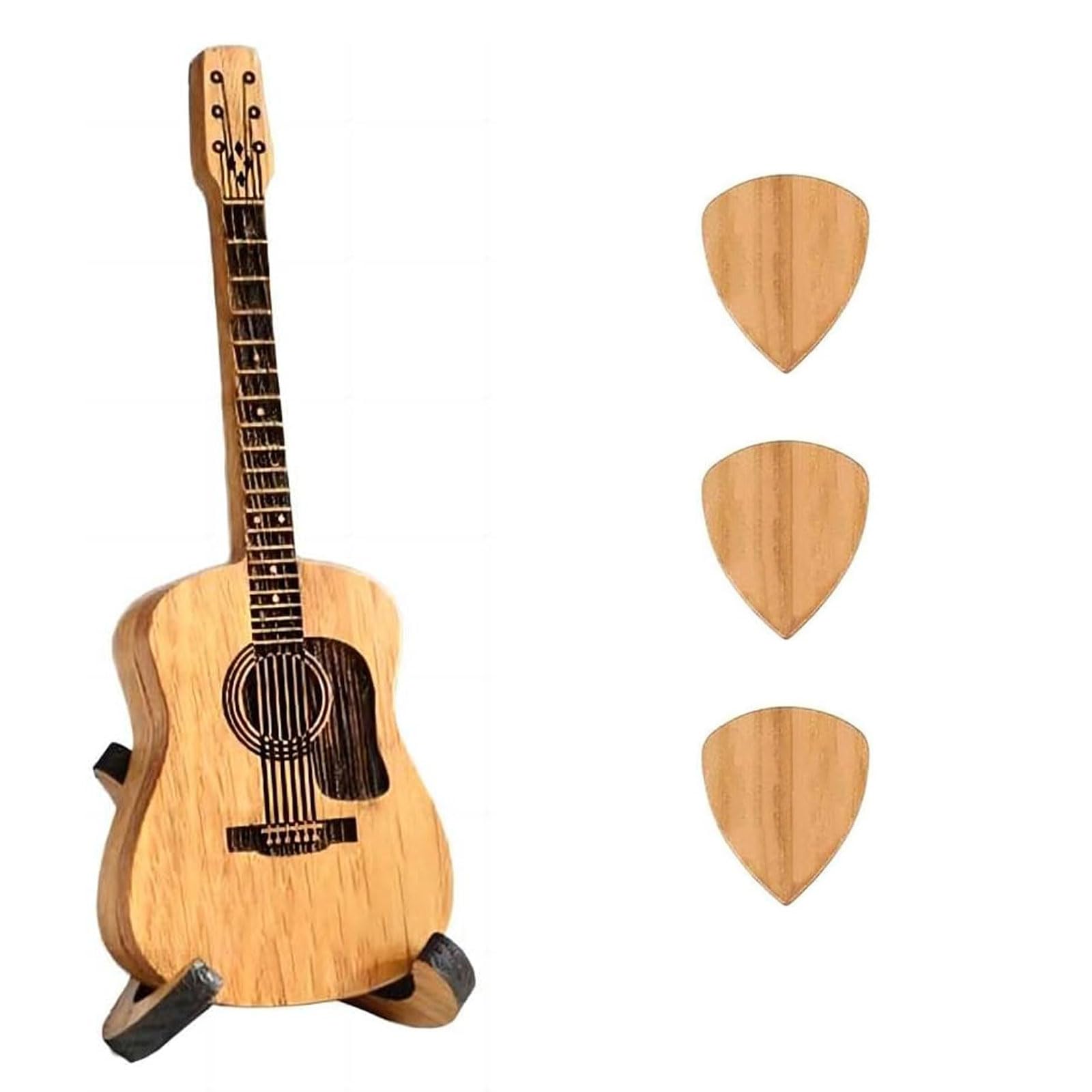 **Premium Wooden Guitar Pick Box with Stand - 3 Unique Engraved Plectrums Included | Compact Storage Case for Acoustic, Electric, Bass & Ukulele Players | Perfect Gift for Musicians & Guitar Lovers**    *(Use: Organize picks neatly on your desk, music studio, or gig bag - ideal for practice, performances, and collector displays!)*