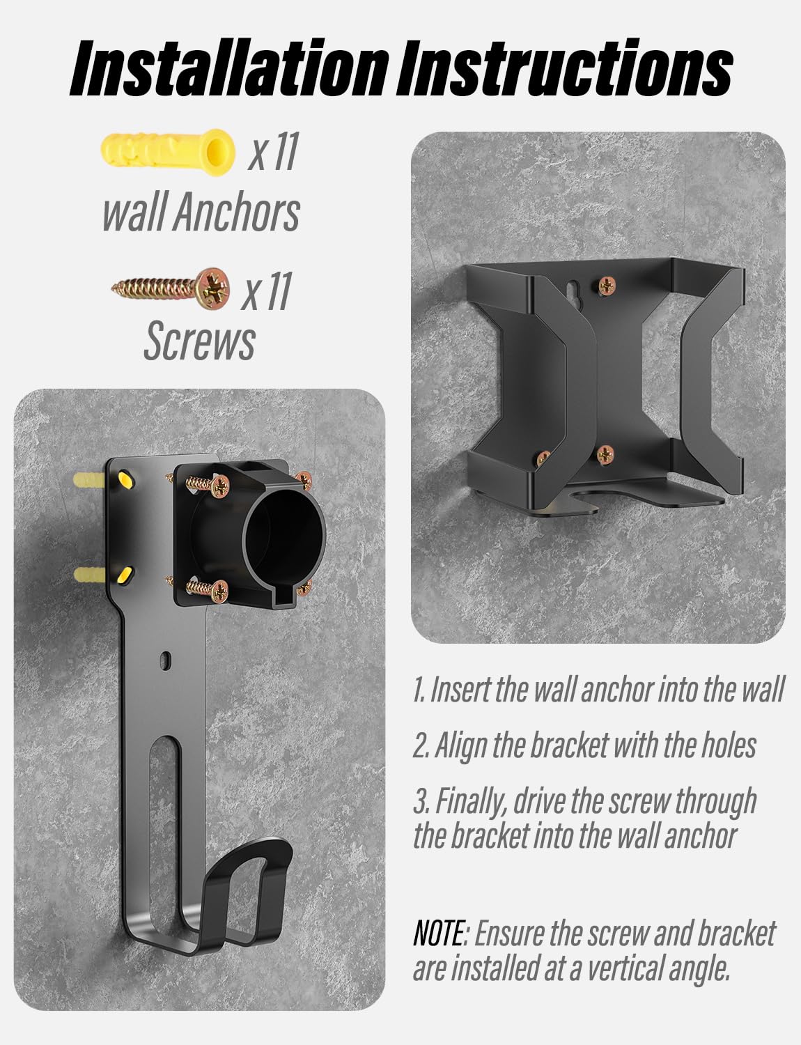 BMZX J1772 EV Charger Holder - Wall Mount Kit & Cable Organizer for Electric Car Charging Station - Nozzle Holster Dock & J-Hook - Perfect for Home & Public Charging Stations