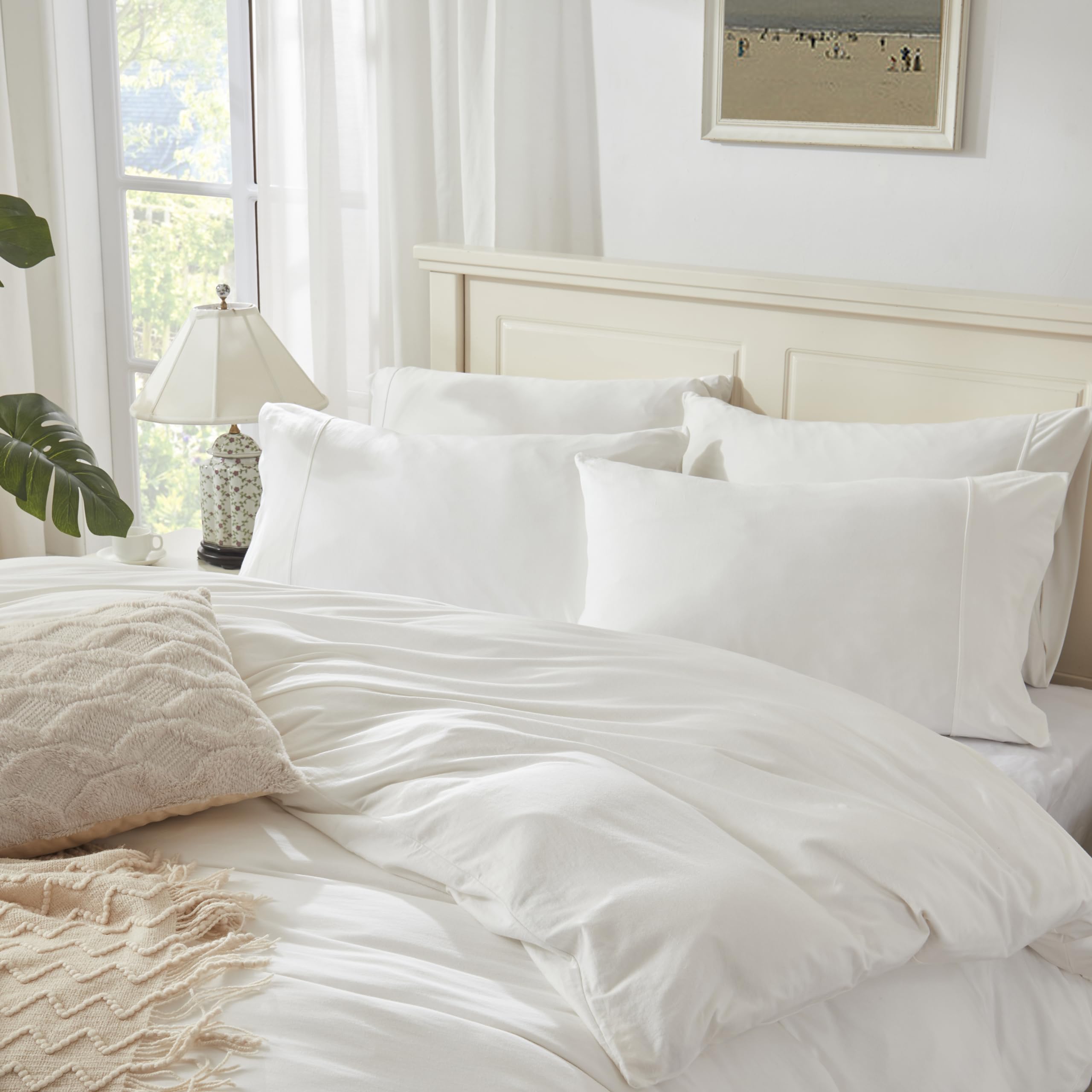Soft Jersey Knit Cotton Duvet Cover Set - King Size 3pc for Cozy Bedroom
