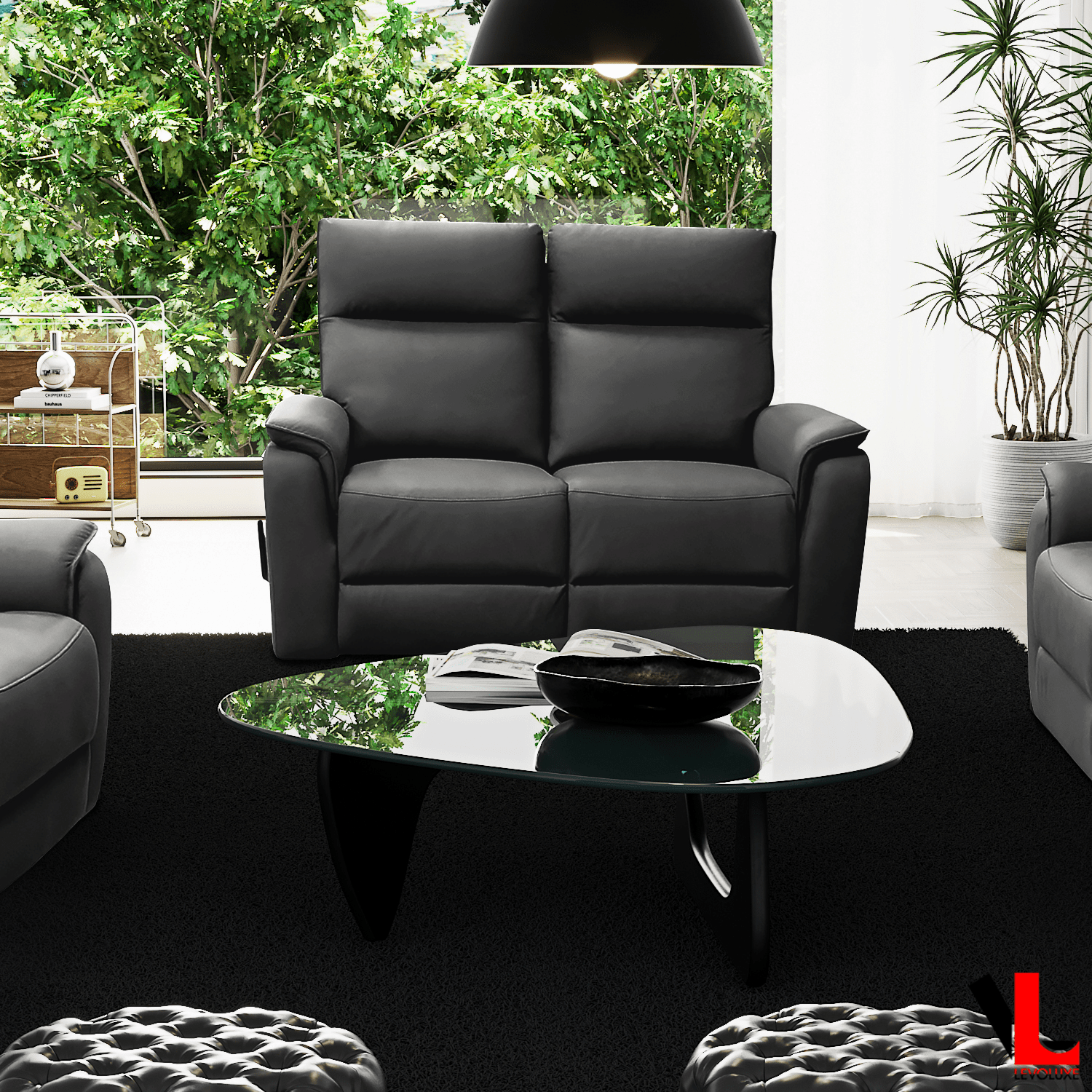 Sereno 2-Piece Reclining Sofa and Loveseat Set in Jaxxon Smoke Gray - Modern Living Room Furniture for Relaxing & Entertaining