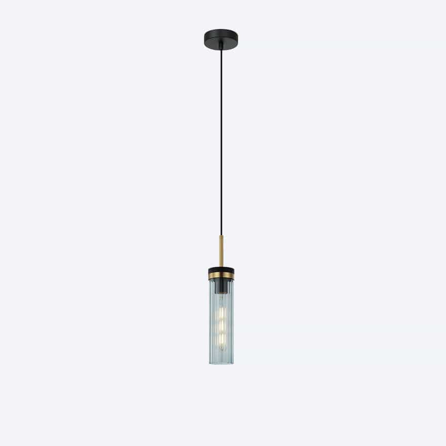 Georgia Glass Ribbed Pendant Light - Elegant Handmade Glass Ceiling Fixture for Dining Room, Kitchen Island & Bedroom Lighting