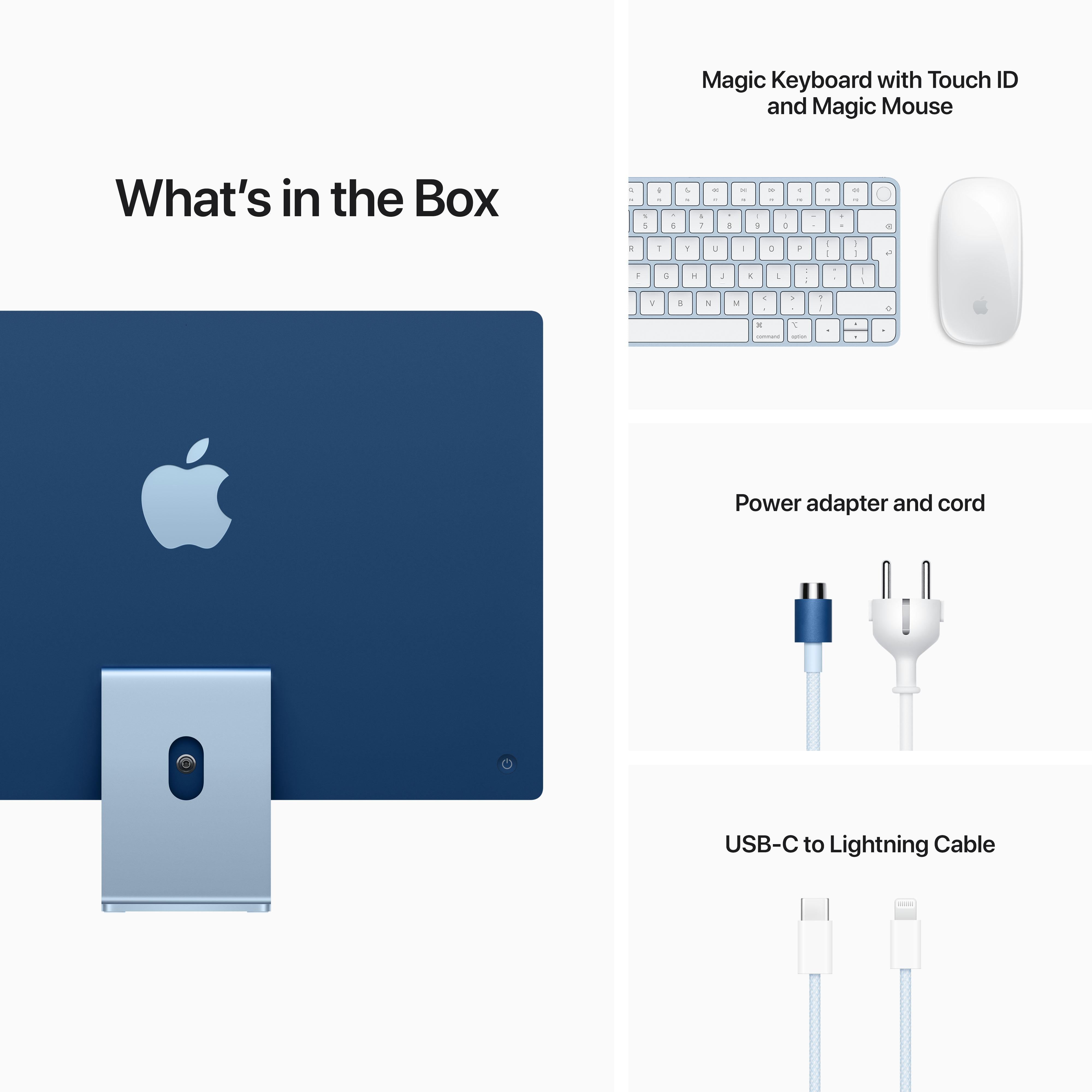 Apple iMac 24-inch with Retina 4.5K Display - M1 Chip 8-Core CPU & 8-Core GPU, 256GB SSD (Blue) - Perfect for Home Office, Graphic Design & Video Editing