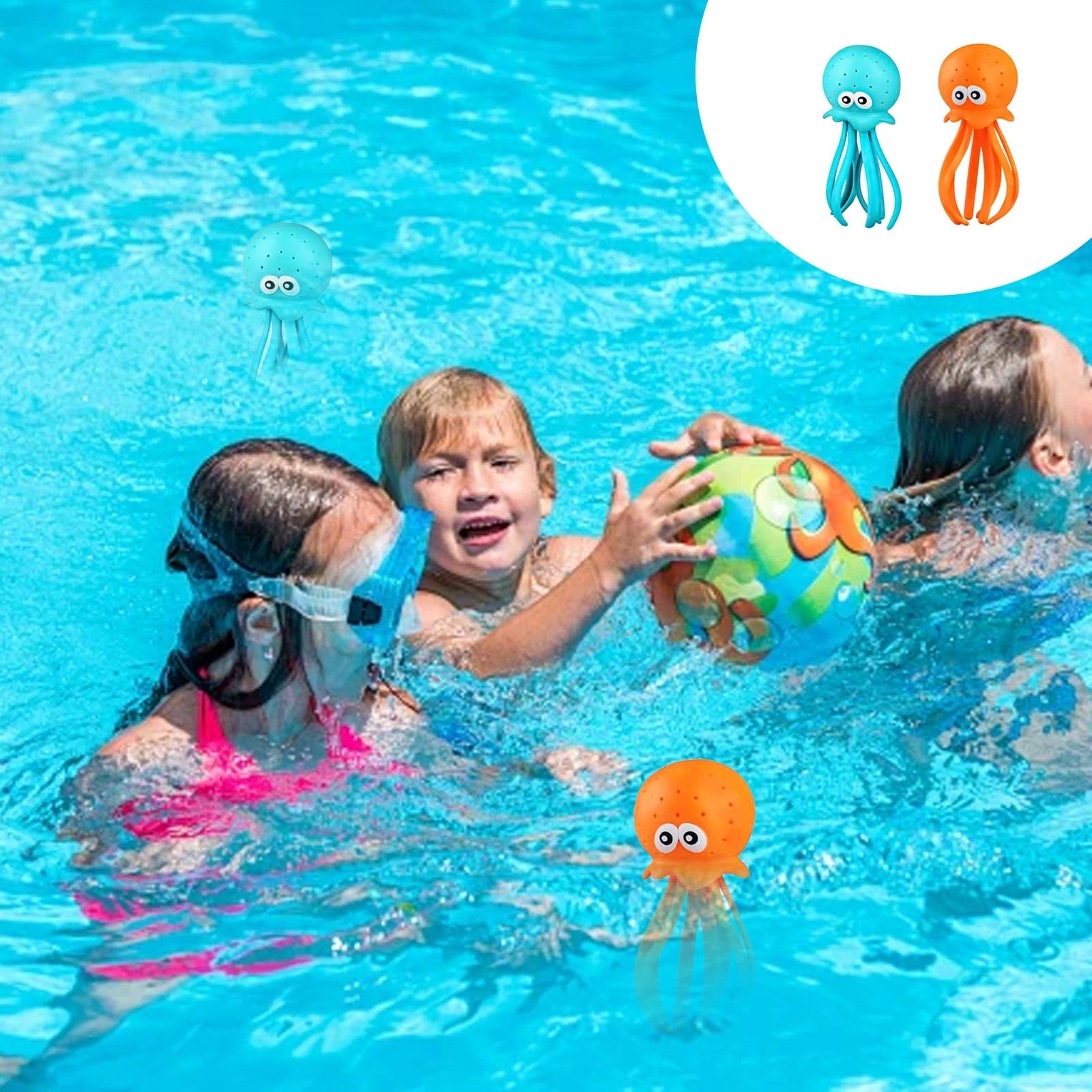 0XBIT Octopus Water Blasters, 2-Pack Reusable Pool Toys for Kids, Water Squirt Guns for Swimming Pools, Bath Tubs & Outdoor Water Play - Fun Summer Splash Games for Beach, Backyard & Pool Parties