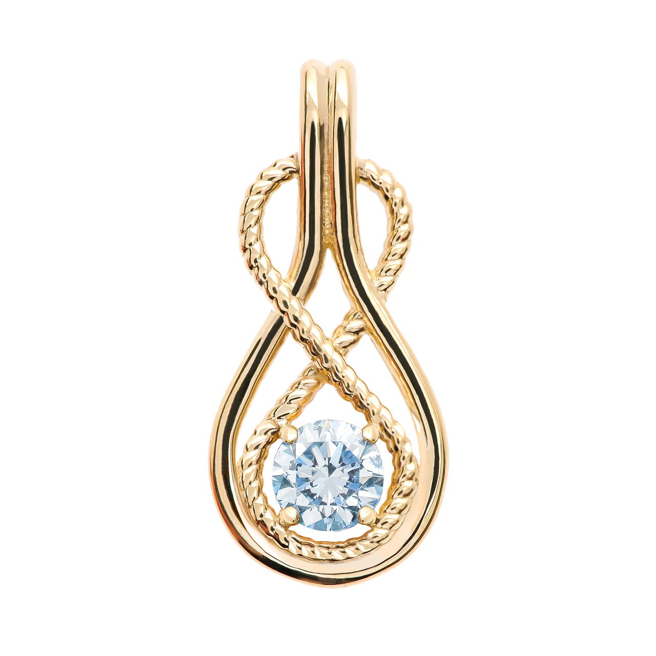 10k Yellow Gold Aquamarine March Birthstone Pendant - Infinity Rope Design for Women, Gift for Mom, Wife, Daughter | Perfect for Birthdays, Anniversaries & Special Occasions