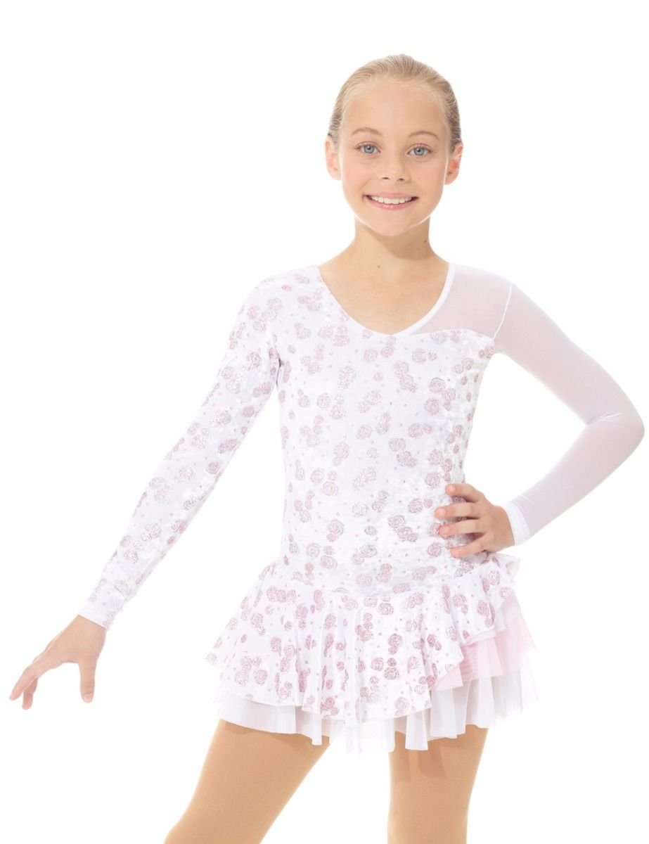 Model 2971 Women's Figure Skating Dress - Pink Swirl Design - Size Large - Perfect for Ice Skating Competitions & Performances