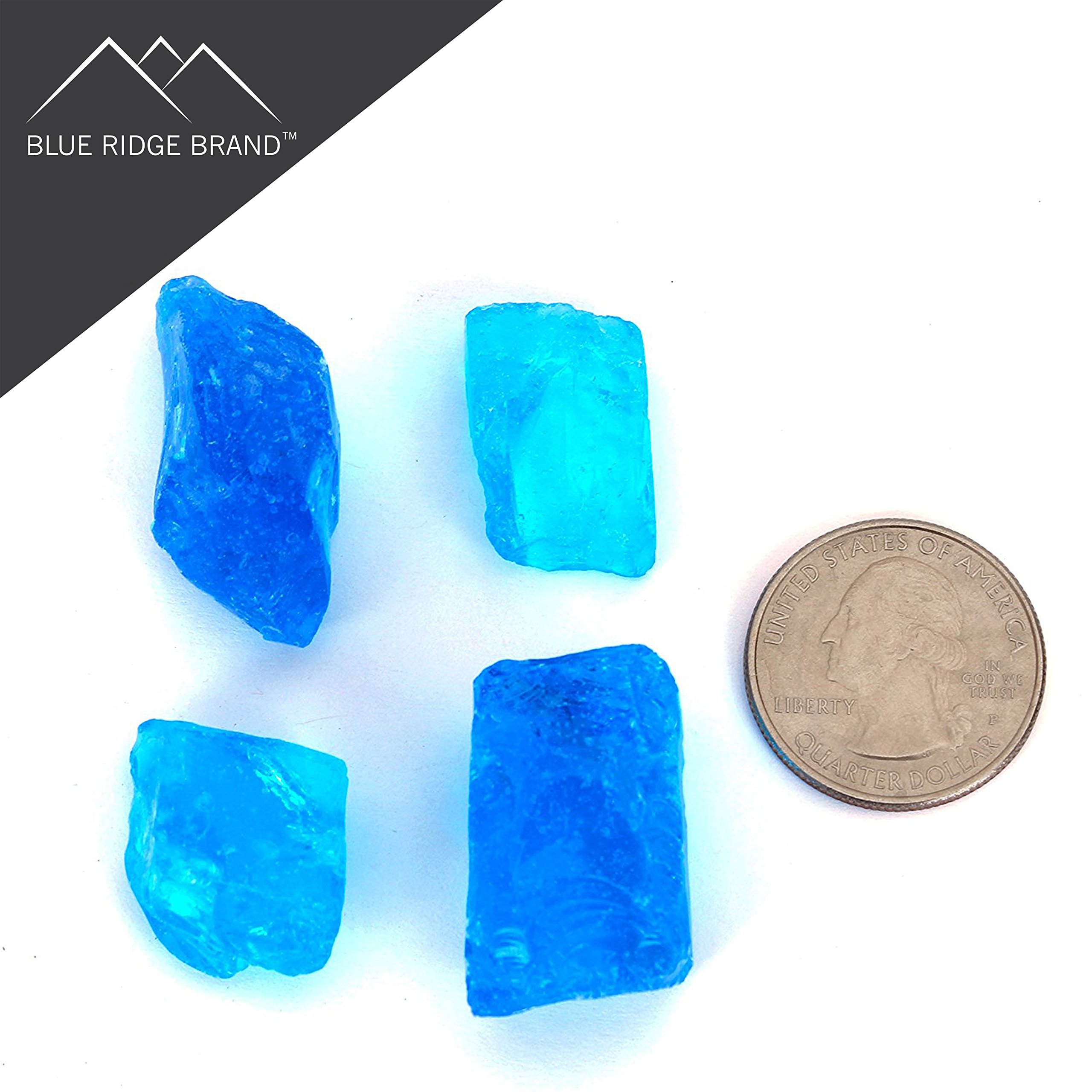 Premium Fire Pit Glass Rocks - 50LB Light Blue Reflective Fire Glass for Gas & Propane Fire Pits & Fireplaces - Heat Resistant Decorative Stones for Outdoor Patio, Backyard, Garden & Poolside Decor