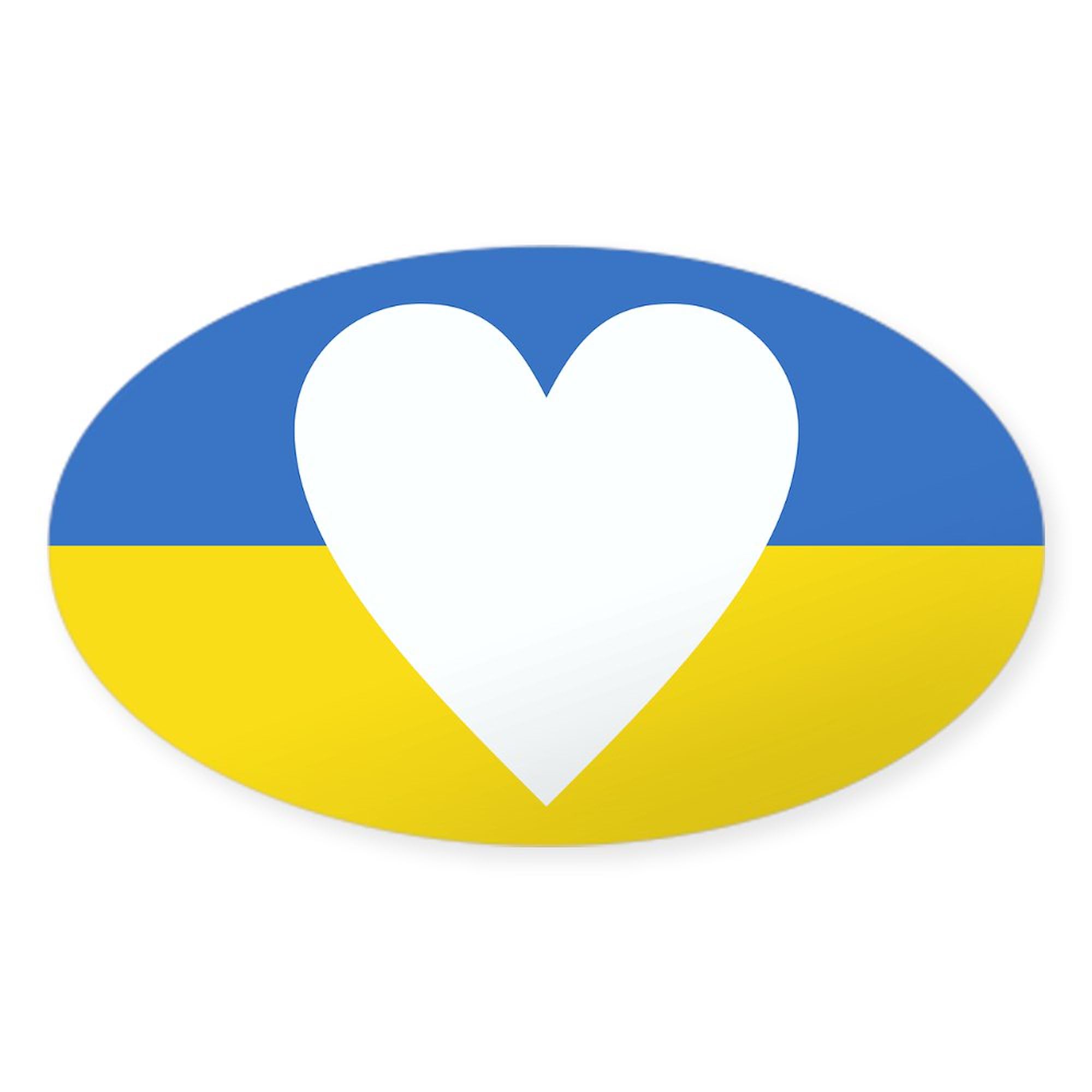 Ukraine Heart Sticker - Oval Car Bumper Decal for Cars & Laptops