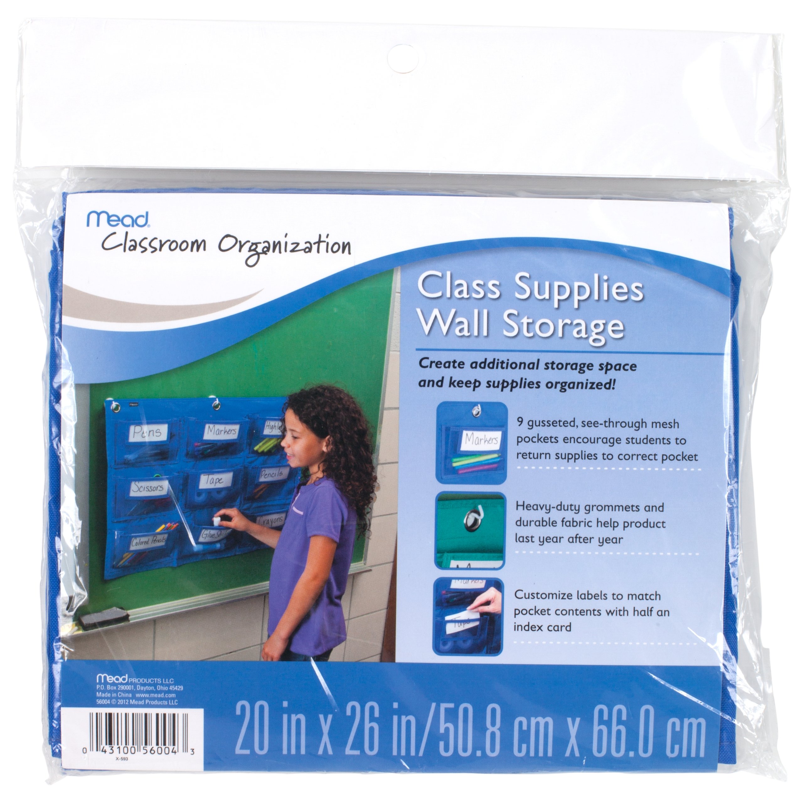 Mead School Supplies Wall Storage Organizer - 9 Pockets Classroom Hanging File Holder for Teachers, Blue (72344) - Perfect for Classroom Organization, Homeschool Supplies & Teacher Accessories