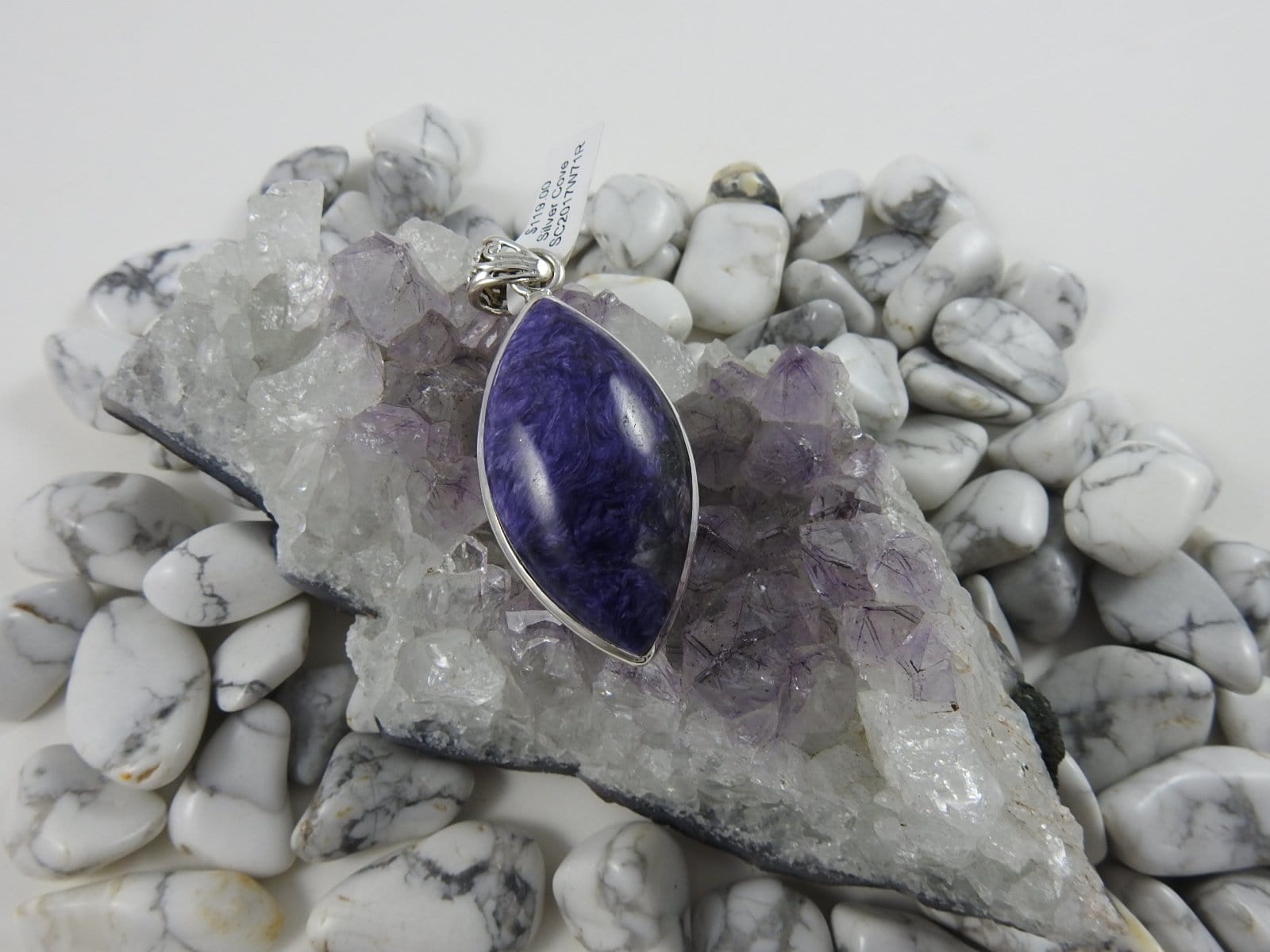 Natural Charoite Gemstone Sterling Silver Pendant Necklace for Women | Healing Crystal Jewelry Gift for Meditation, Energy Balancing & Spiritual Protection