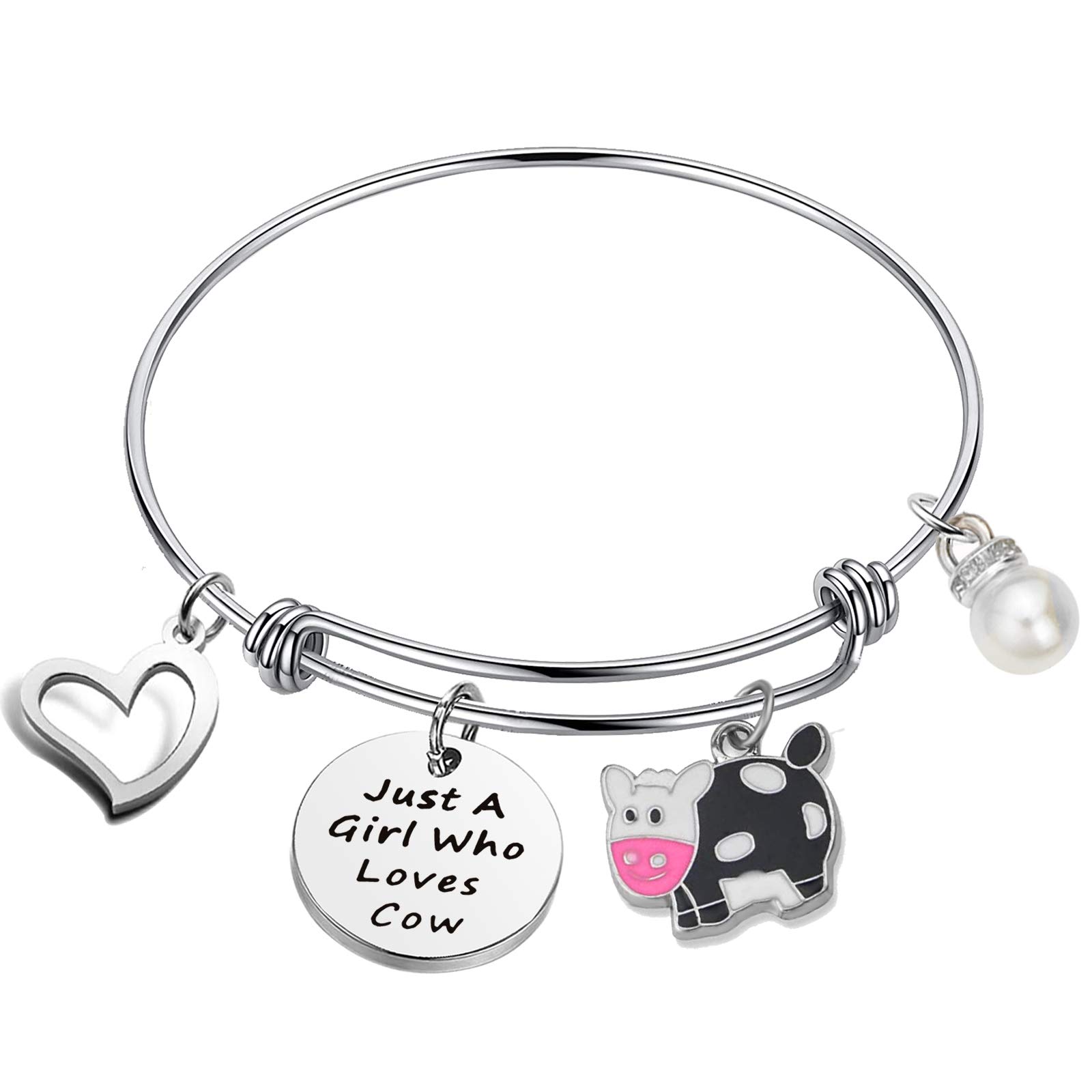 Funny Cow Jewelry for Women - Just a Girl Who Loves Cow Bracelet - Cow Themed Farm Gifts for Cow Lovers - Perfect for Farm Parties, Country Themed Events & Cowgirl Fashion Accessories