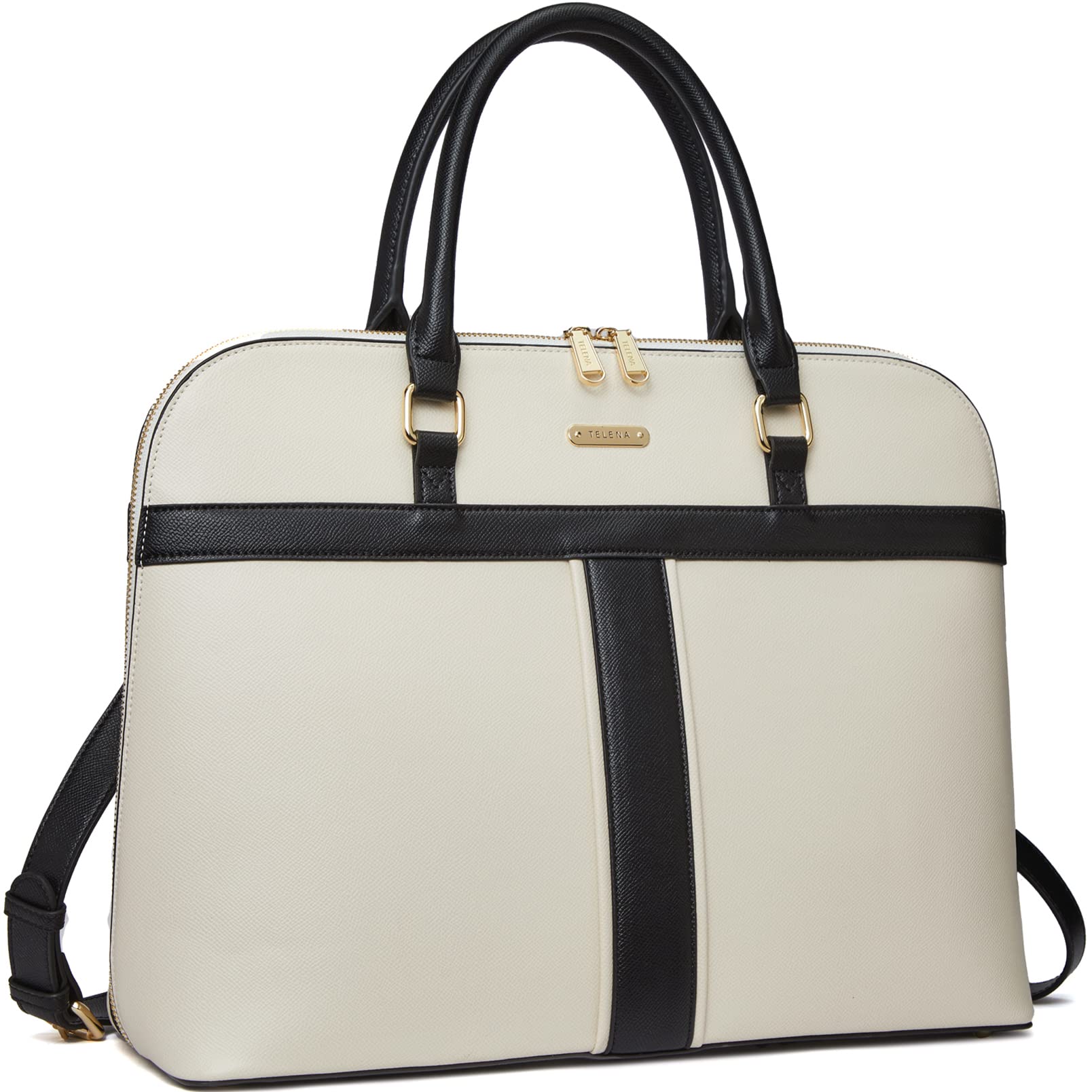 Telena 15.6 Inch Leather Laptop Tote Bag for Women - Stylish Shoulder Briefcase with Large Capacity - Perfect for Work, Business Travel & Daily Commute