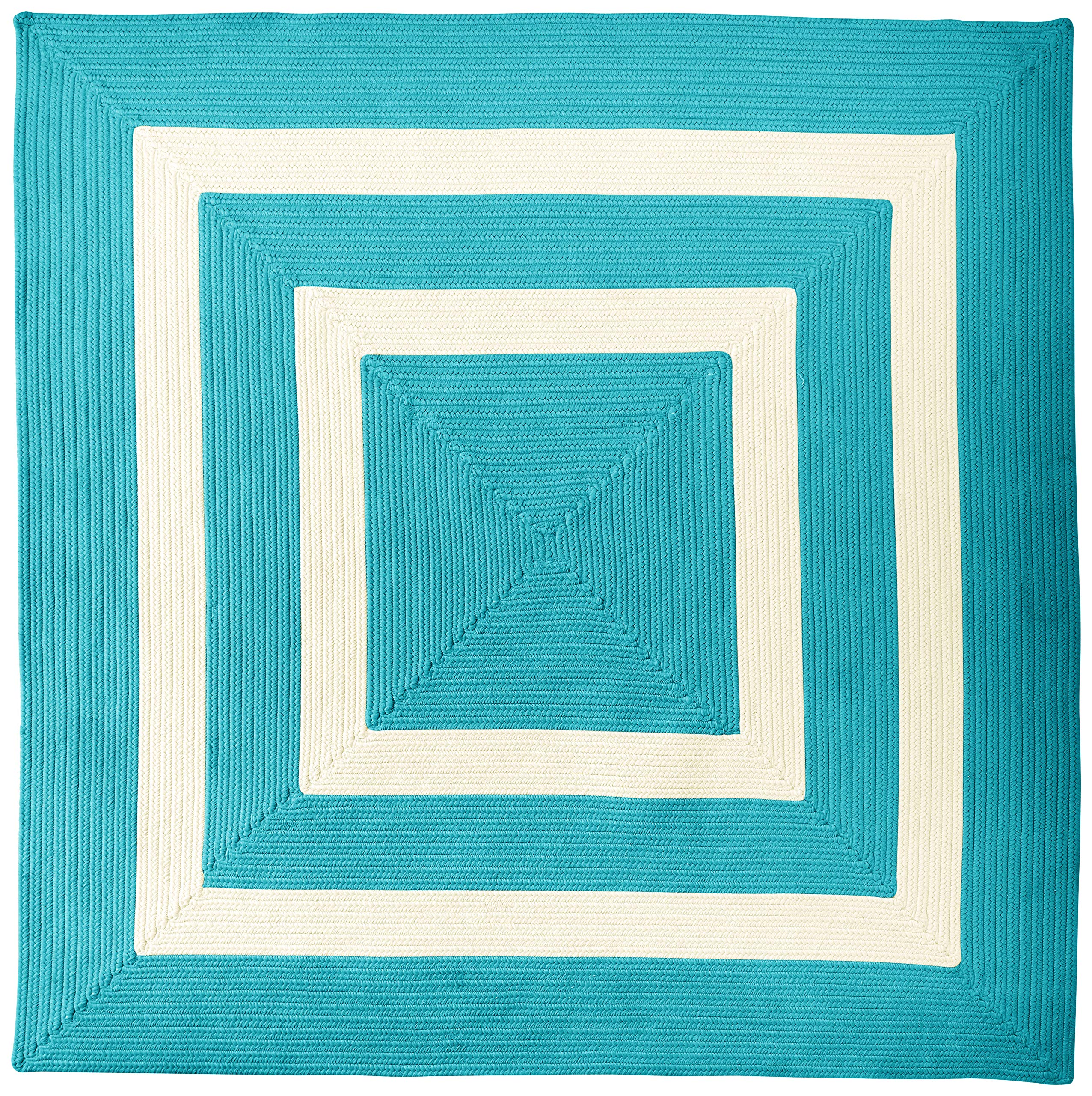 La Playa 6x6 Square Aqua Blue Indoor Outdoor Area Rug - Perfect for Beach House, Patio, Living Room & Bedroom Decor
