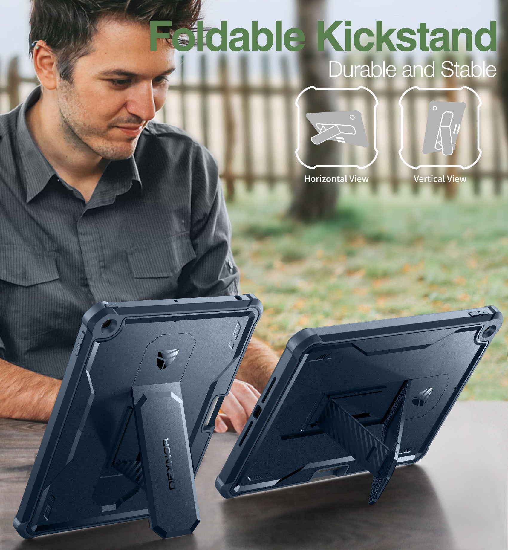 Dexnor Heavy Duty Shockproof Rugged Tablet Case for iPad 2019/2020/2021 with Built-in Kickstand, Screen Protector & Pen Holder - Perfect for Travel, Work and Outdoor Use