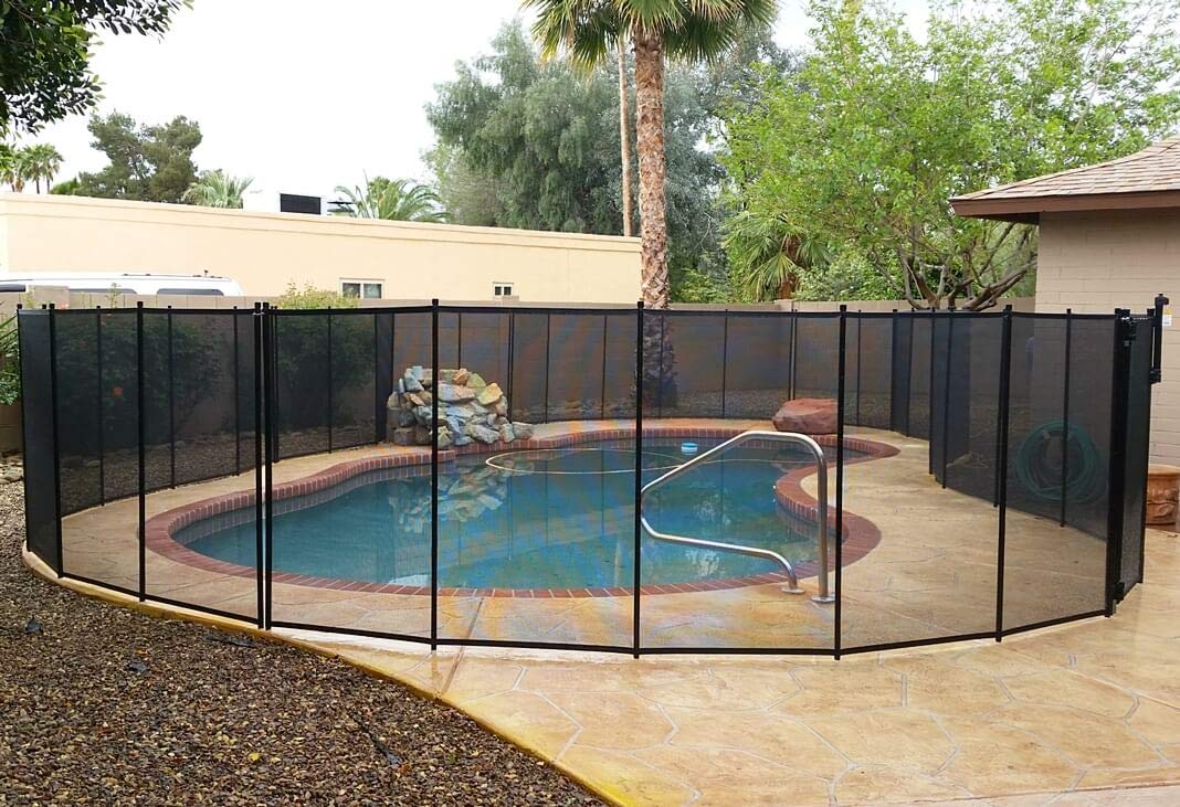 VINGLI 4Ft x 48Ft Swimming Pool Safety Fence - Black Above Ground & In-Ground Pool Barrier for Kids & Pets Protection | Perfect for Backyard, Residential & Commercial Use