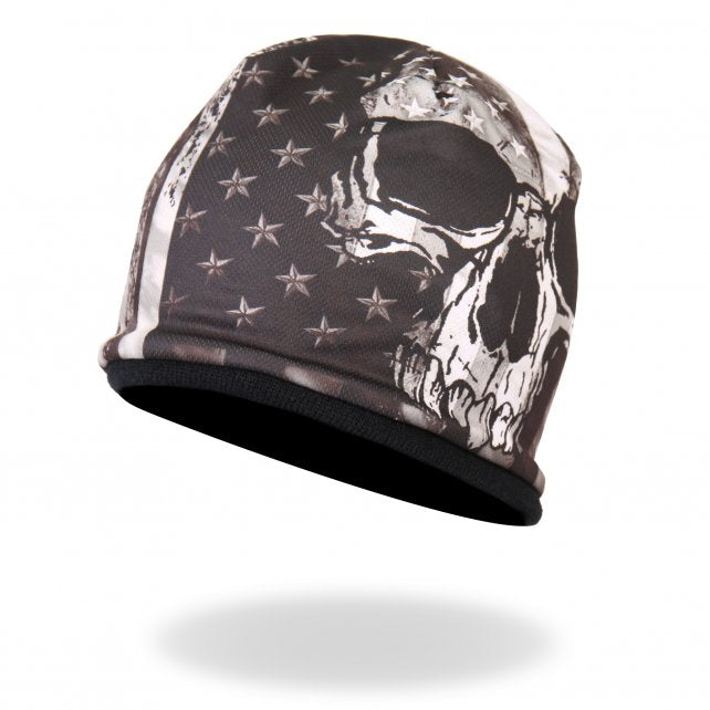 Hot Leathers Flag Skull Sublimated Beanie - 3D Printed Art Design for Men & Women - Perfect for Winter, Motorcycle Riding, and Outdoor Activities
