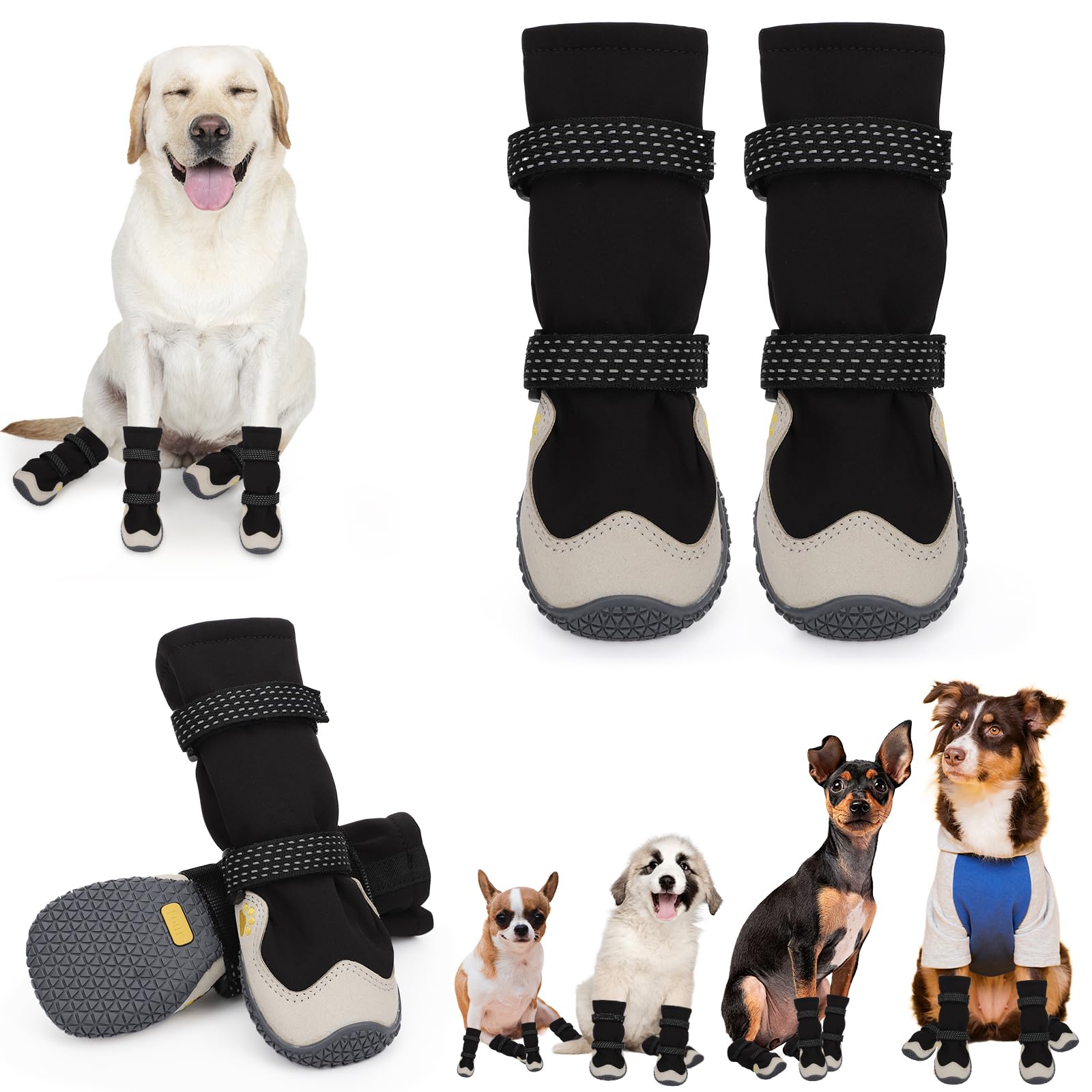 Premium Dog Boots for All Sizes - Winter Snow Shoes & Paw Protectors | Anti-Slip, Reflective Dog Shoes for Hot Pavement, Hardwood Floors & Hiking | Size 8 | Perfect for Outdoor Adventures & Indoor Protection