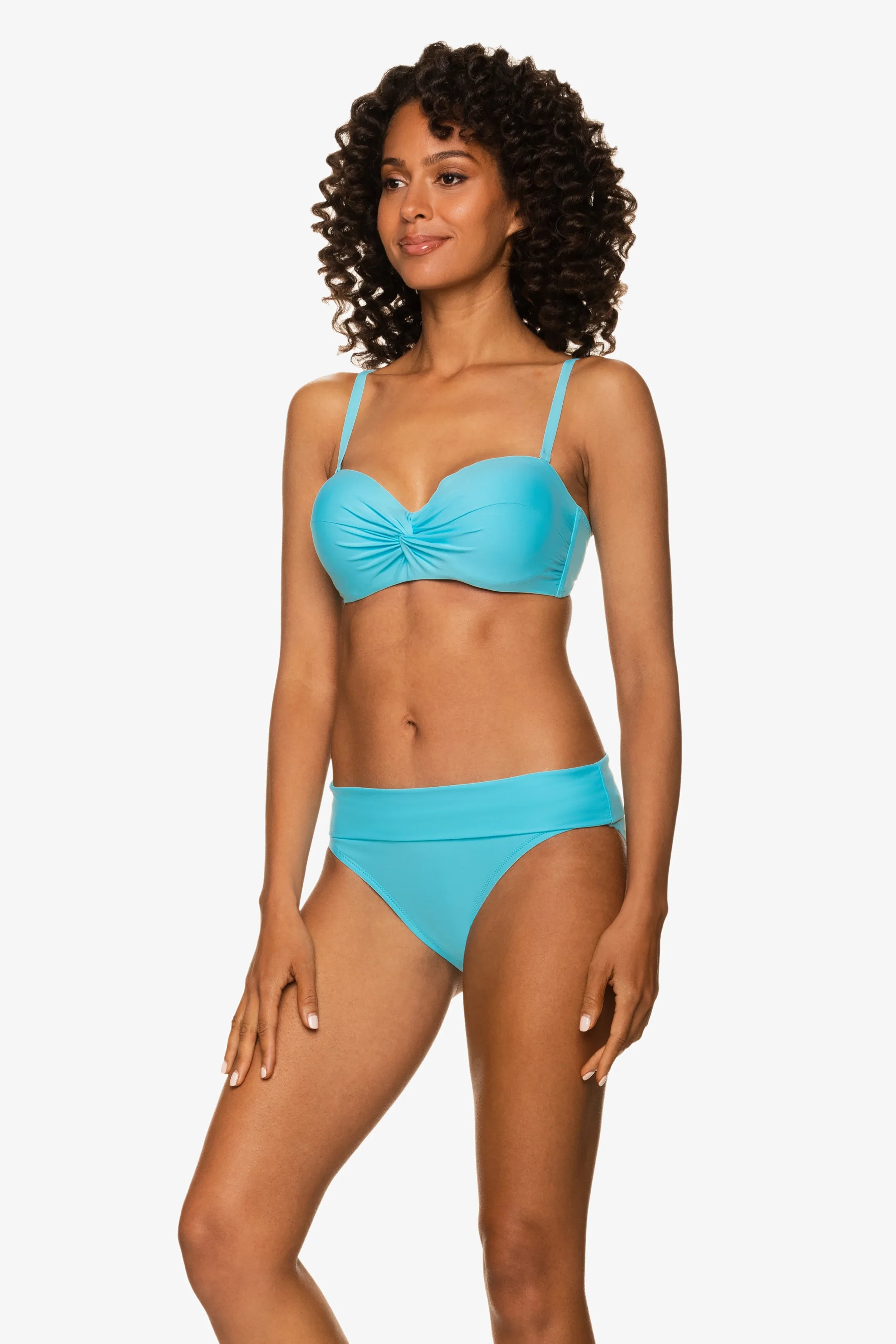 Twist Underwire Bandeau Bra - Sky Blue Push Up Bikini Top for Women | Beach, Pool & Summer Vacation Wear