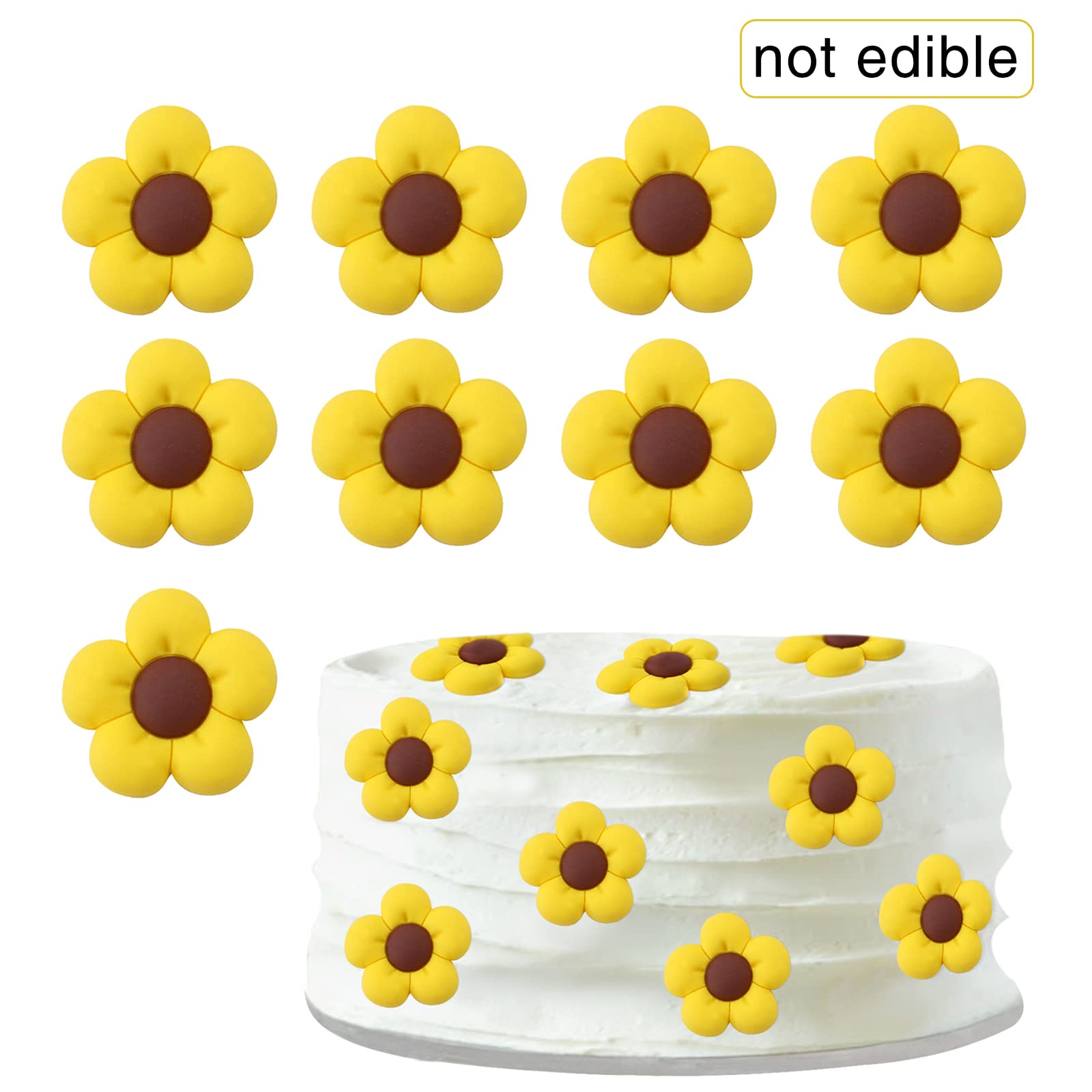 25 Pack Sunflower Cupcake Toppers - Floral Party Decorations for Birthday, Baby Shower & Wedding - Non-Edible Cake Decor Picks for Spring & Summer Events