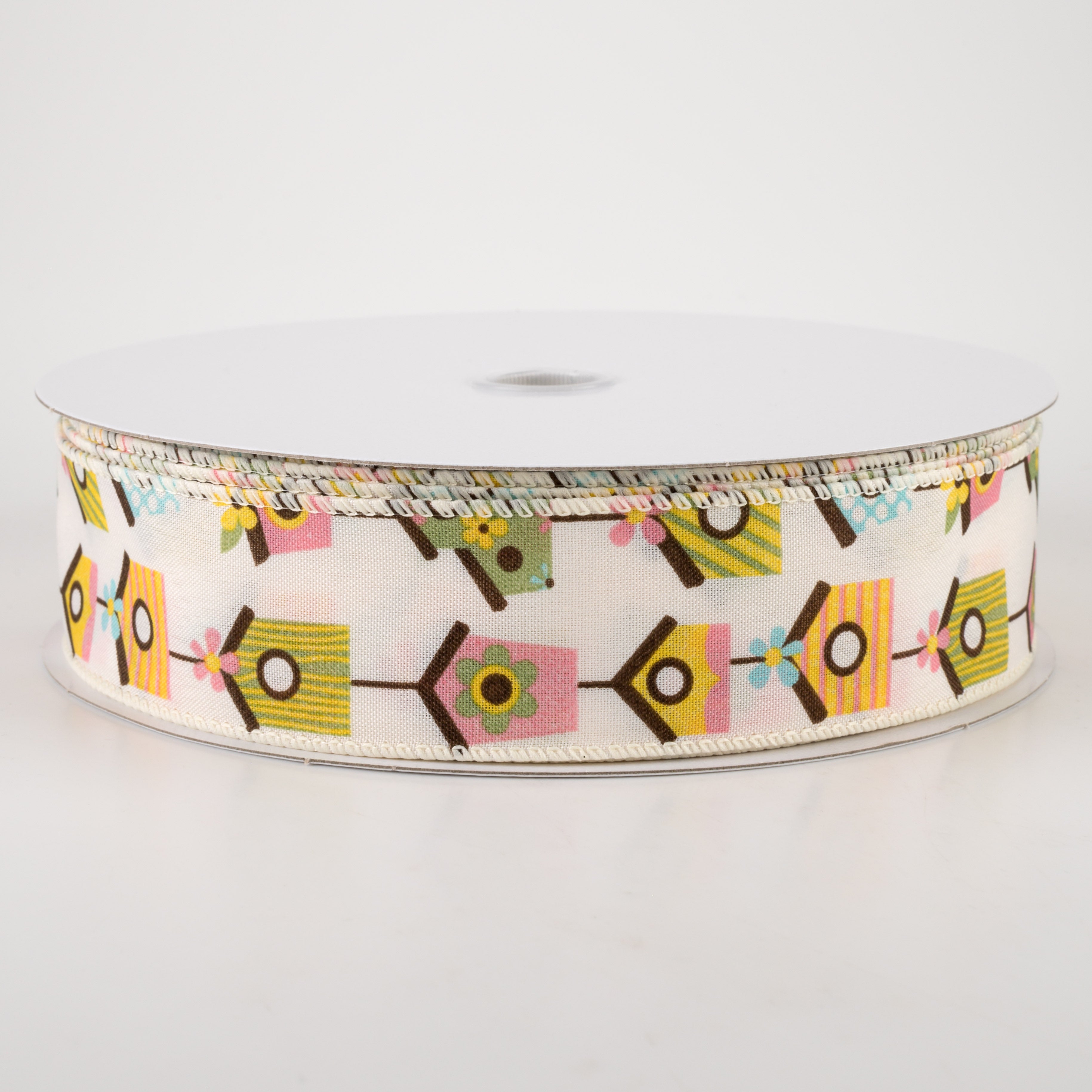 1.5 Inch Linen Vintage Birdhouse Ribbon - Ivory (50 Yards) for DIY Crafts, Gift Wrapping, and Home Decor