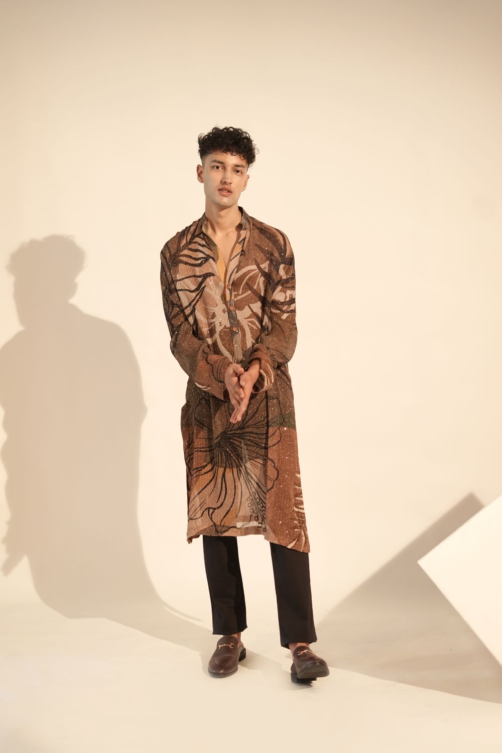 Stylish Brown Tropical Print Kurta for Women - Boho Chic Summer Dress - Perfect for Beach Vacations, Festivals & Casual Outings