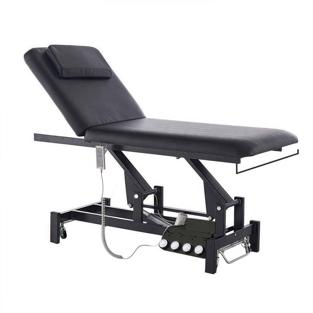 Greenlife Thomas I 2 Motor Electric Massage Table with 4 Wheels - Adjustable Height Professional Massage Bed with Foot Pedal & Paper Roll Holder - Perfect for Spa, Chiropractic & Physical Therapy Clinics