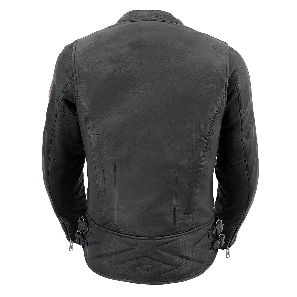 Milwaukee Leather MLL2571 Women's Black & Pink Crinkled Arm Lightweight Racer Jacket - Small | Stylish Motorcycle Riding Gear for Women