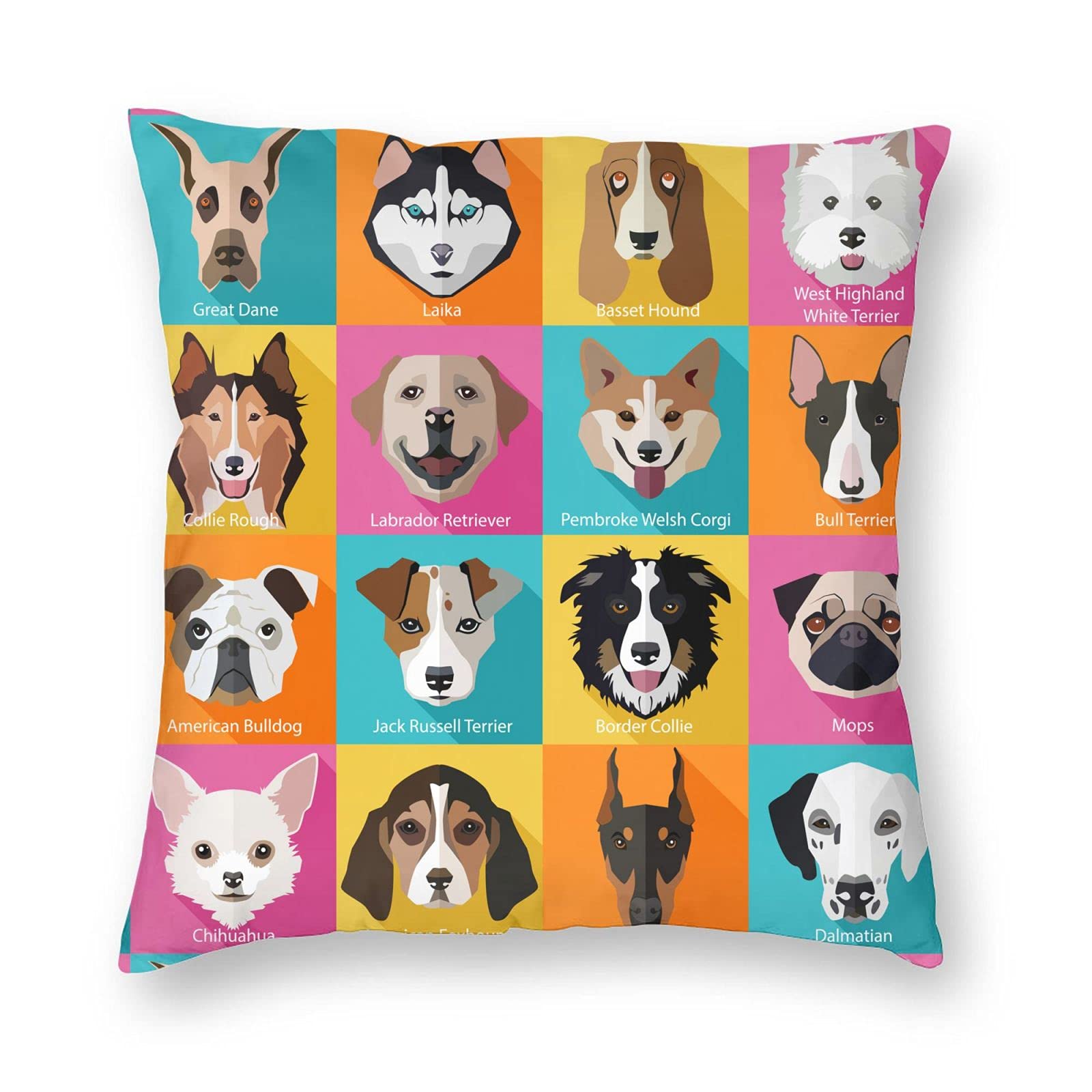 Perinsto Cute Cartoon Dog Throw Pillow Covers - Soft Decorative Square Pillow Cases for Sofa, Couch & Bed (22x22 Inch) - Perfect for Living Room, Nursery & Home Decor