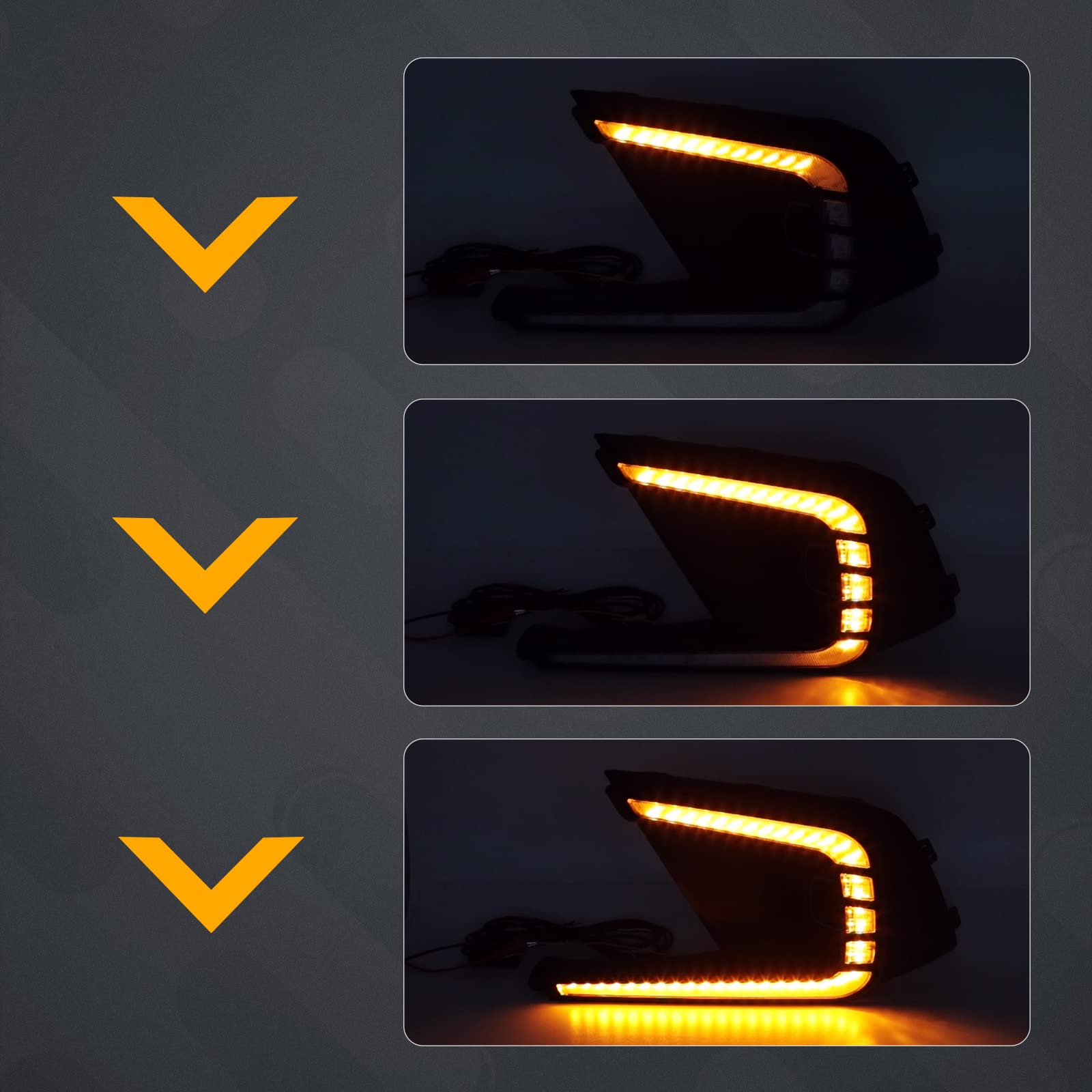 2021-2023 Honda Civic LED Daytime Running Lights (DRL) - Tri-Color White/Yellow Fog Light Replacement with Bezel | Durable LED Bulbs for Enhanced Visibility & Style | Perfect for Night Driving & Custom Car Upgrades