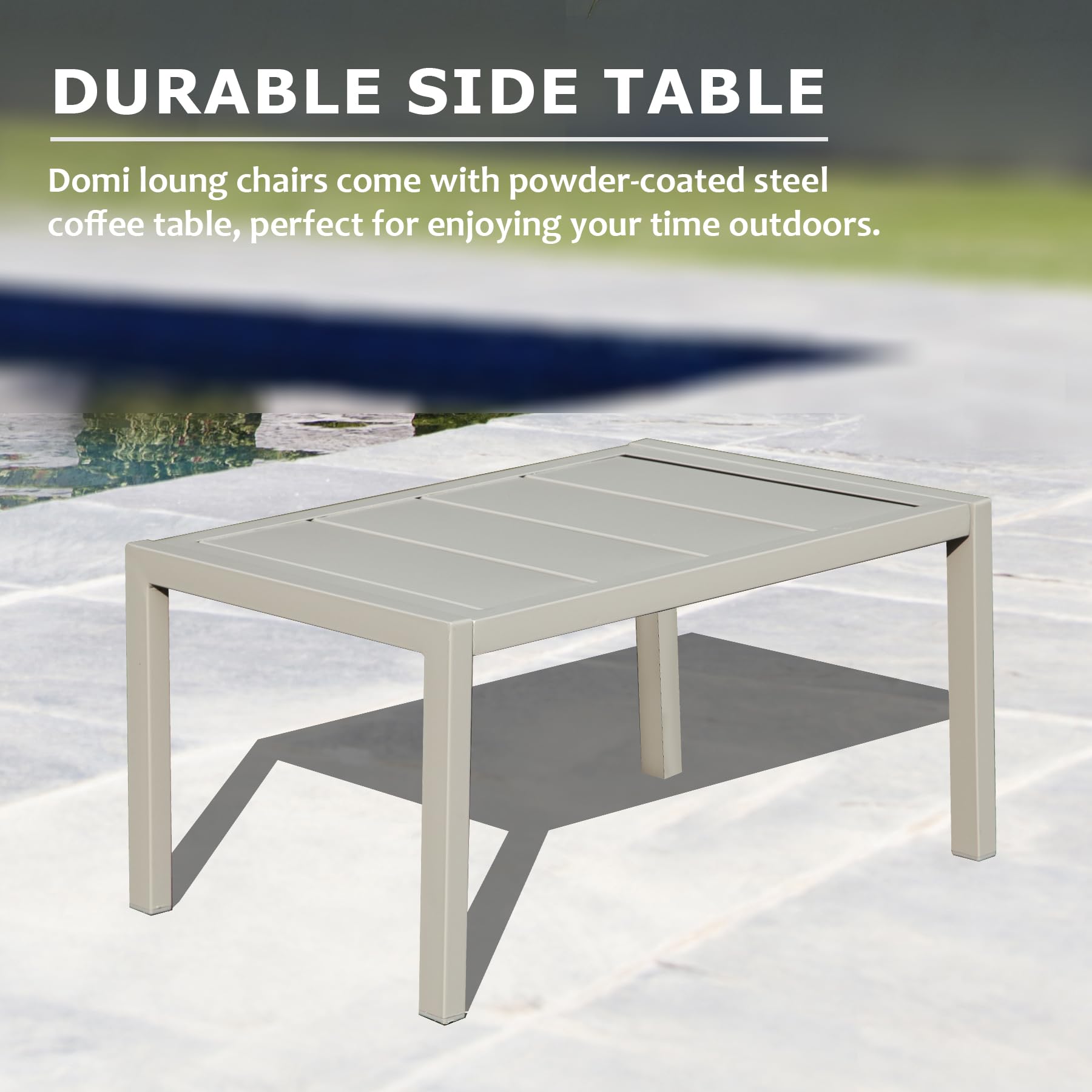 **Domi Outdoor Patio Chaise Lounge Set of 3 – Aluminum Pool Lounge Chairs with Textilene Cushions, Adjustable Recliner & Side Table – All-Weather for Poolside, Beach, Yard, Balcony (Navy Blue) – Perfect for Relaxing, Sunbathing & Outdoor Entertaining**