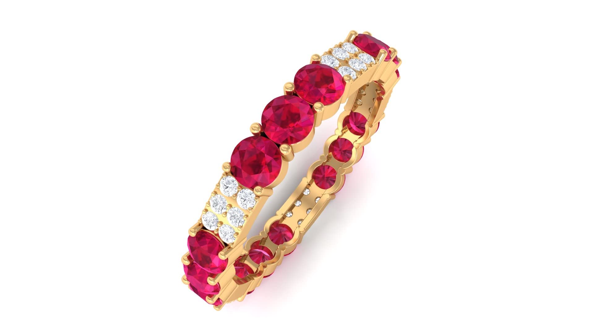 1.50 CT Ruby & Diamond Eternity Ring for Women - 14K Solid Gold Wedding Band, Anniversary Gift, Valentine's Day Jewelry - Perfect for Engagements, Proposals & Special Occasions