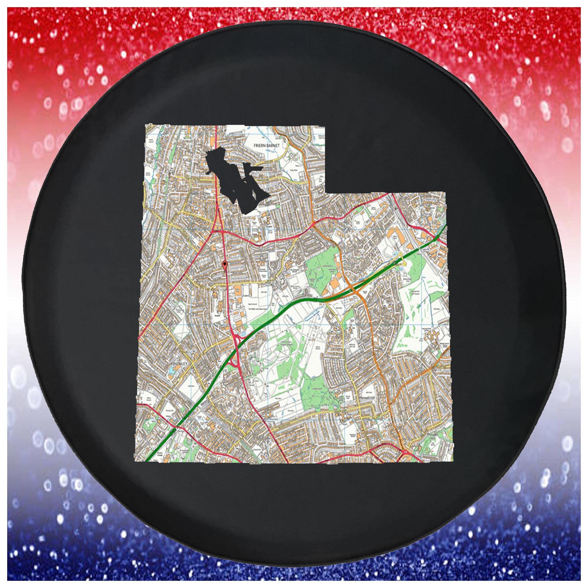 29 Inch Black Spare Tire Cover for Trailers, Trucks, SUVs & RVs - Durable Travel Accessory for Camping & Road Trips | UtahStreets Map Design