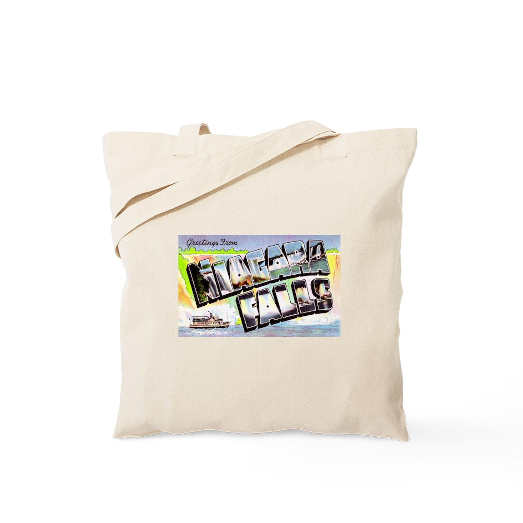 Niagara Falls Greetings Tote Bag - Natural Canvas Reusable Shopping Bag for Groceries, Beach & Travel | Eco-Friendly Gift Idea