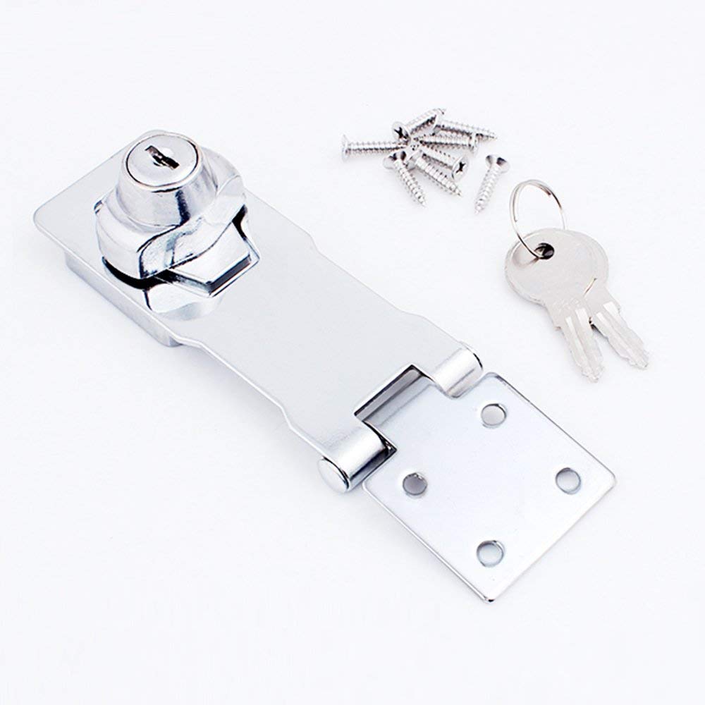 Stainless Steel Chrome Plated Keyed Hasp Lock with Twist Knob - Secure Cabinet Door Lock with Screws Included | Ideal for Storage Boxes, Tool Chests & Outdoor Sheds