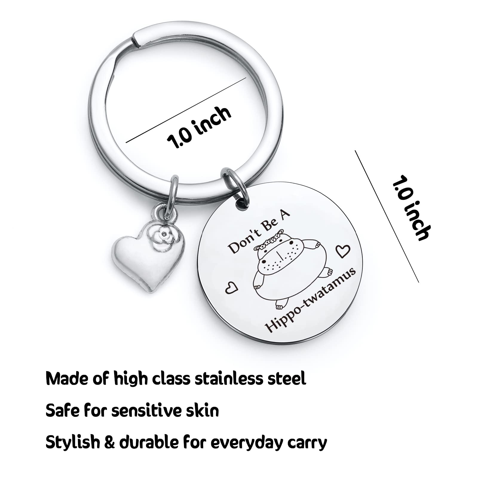 RSZOTW Hippo-Themed Charm Keychain - Cute Hippopotamus Jewelry Gift for Animal Lovers - Perfect for Keyrings, Bags & Gifts