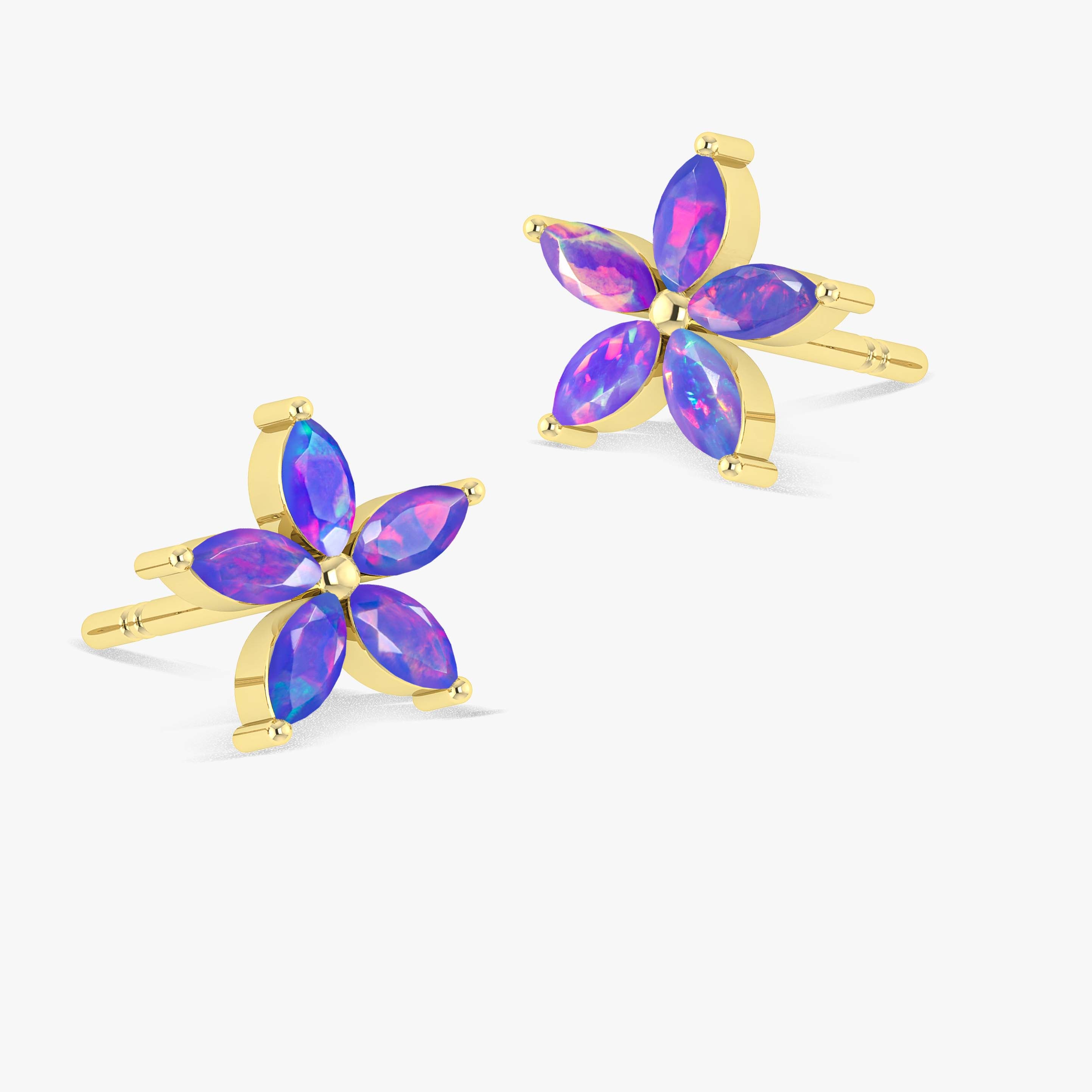 Marquise Tone Natural Lavender Opal Flower Stud Earrings for Women | Dainty Floral Jewelry Gift for Her | Perfect for Weddings, Date Nights & Special Occasions