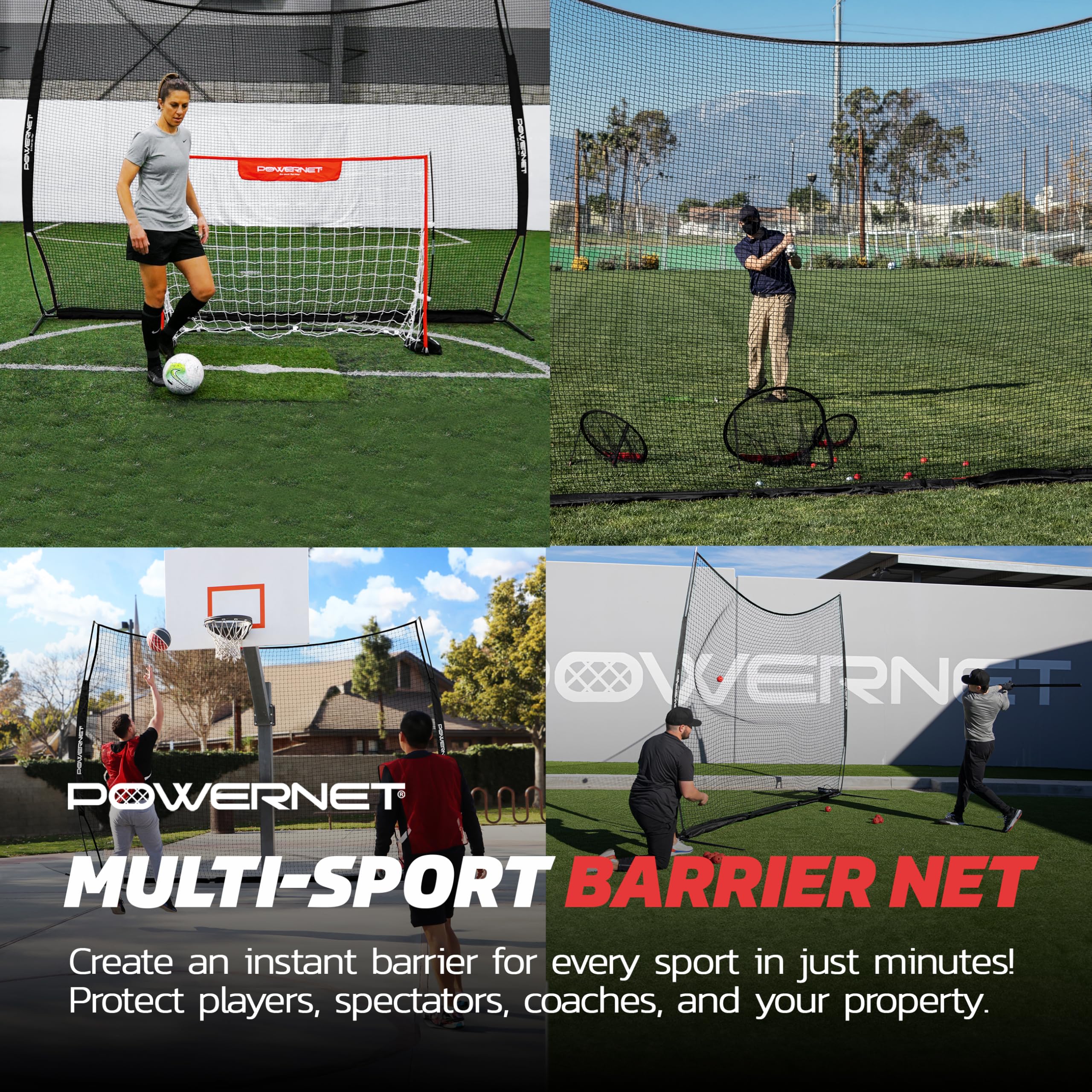 PowerNet Portable Sports Rebounder for Basketball, Volleyball, Soccer, Baseball, Softball & Lacrosse | Indoor/Outdoor Training Net for Backyard, Garage & Gym | Safety Backstop for Kids & Adults