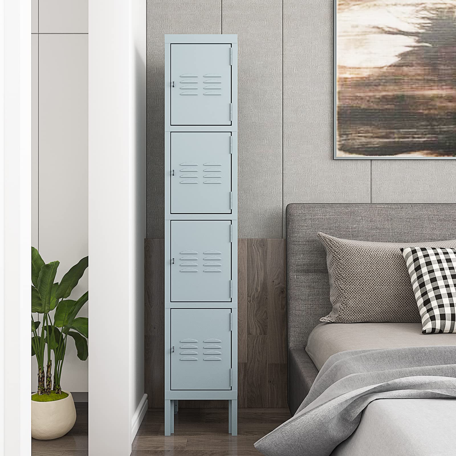 STANI Heavy Duty Metal Locker with Lock - Secure Employee Storage Cabinet for Home, Gym, School & Office - Tall Steel Locker for Clothes, Shoes & Personal Belongings (Ideal for Lockers Room, Workplace & Public Spaces)
