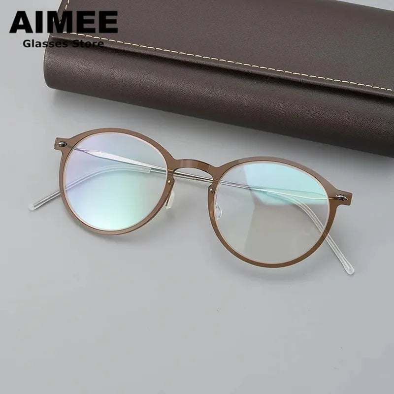 Unisex Full Rim Round Screwless Titanium Acetate Eyeglasses 6541 - Lightweight Durable Glasses for Work, Reading & Fashion | Aimee Eyewear