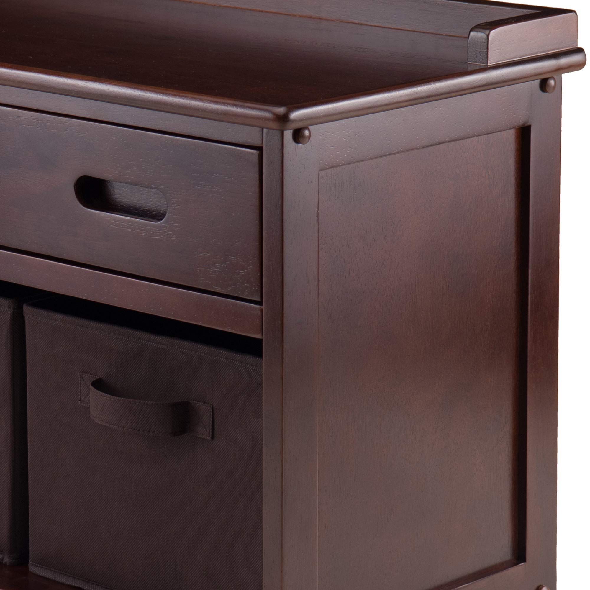 Winsome Adriana Walnut Bench with Basket for Home Decor