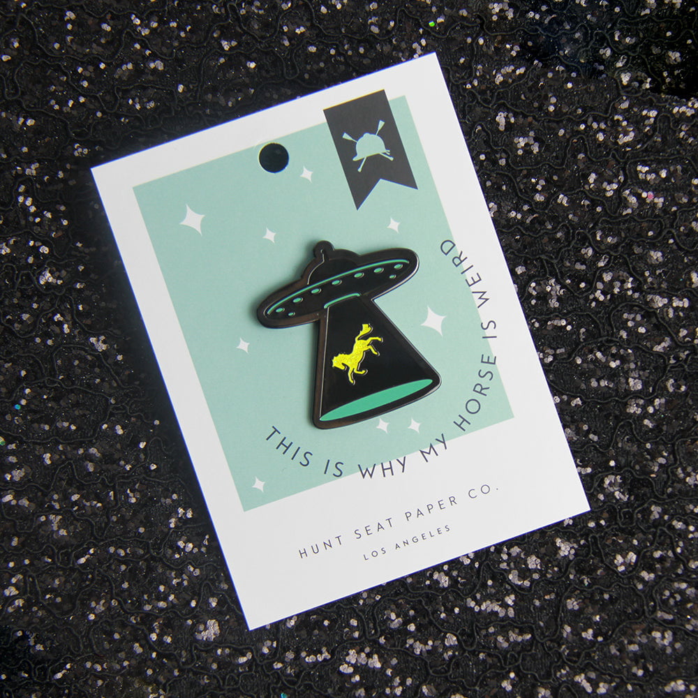 Abduction Pony Pin - Cute UFO Alien Horse Enamel Lapel Pin - Perfect for Backpacks, Jackets & Gifts for Sci-Fi Fans