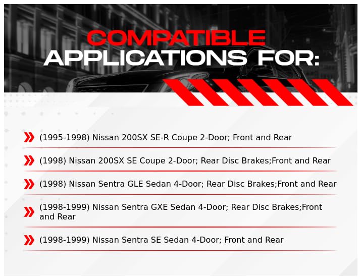 R1 Concepts Premium Front & Rear Brake Kit - Ceramic Brake Pads & Rotors with Hardware | Fits 1995-1998 Nissan 200SX, 1998-1999 Nissan Sentra | Perfect for Daily Commuting & Performance Driving