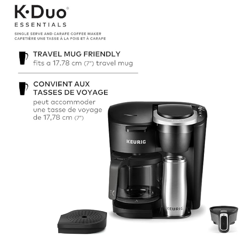 Keurig K Duo Essentials Coffee Maker - Single Serve K-Cup Pod & 12-Cup Carafe Brewer (Certified Refurbished with Home Essentials Warranty) - Perfect for Home, Office & Entertaining