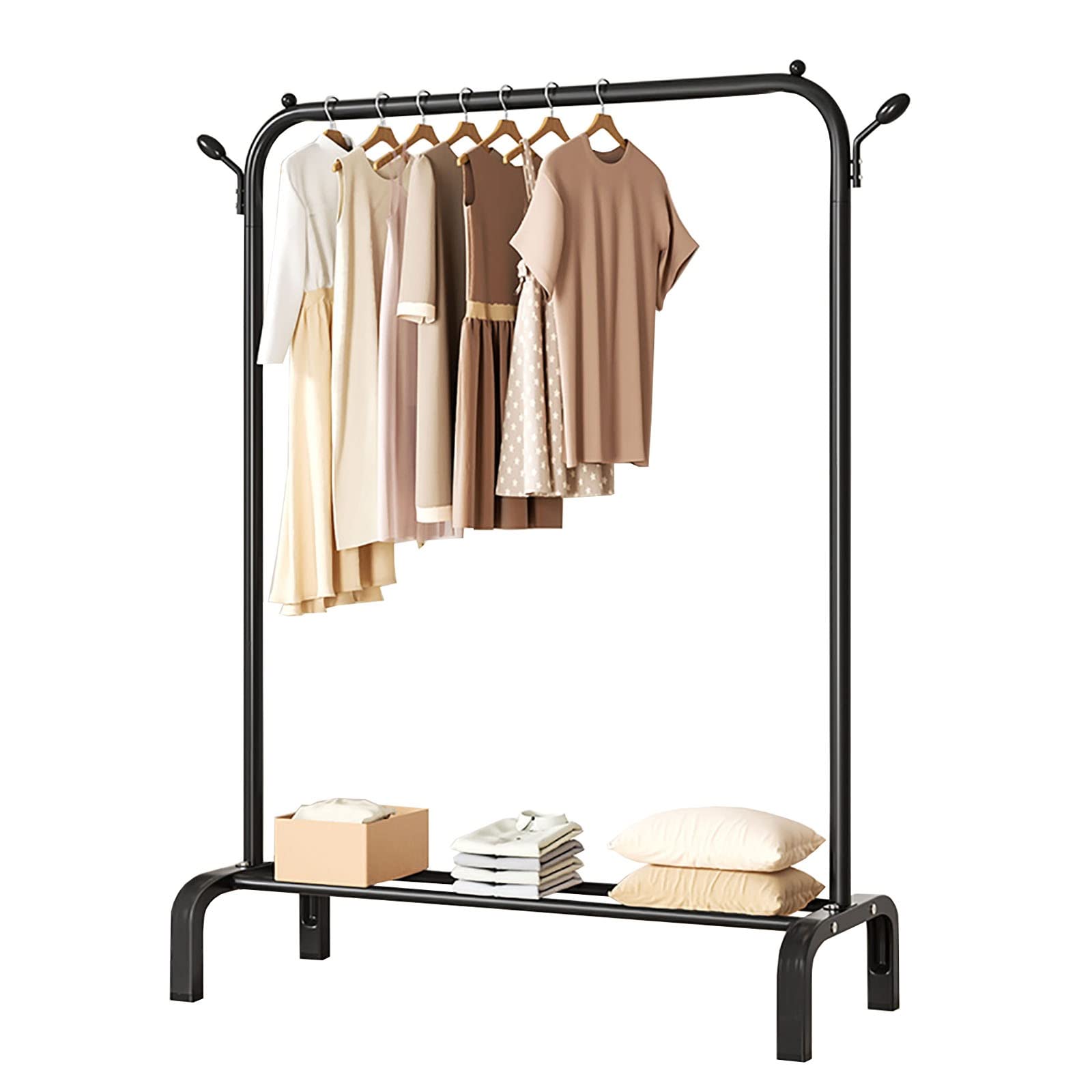 Black Single Pole Coat Rack Floor Hanger - Freestanding Clothes Rod for Bedroom, Entryway & Closet Organization - Durable Indoor Coat Stand for Jackets, Hats & Scarves (Perfect for Apartments, Dorms & Small Spaces)