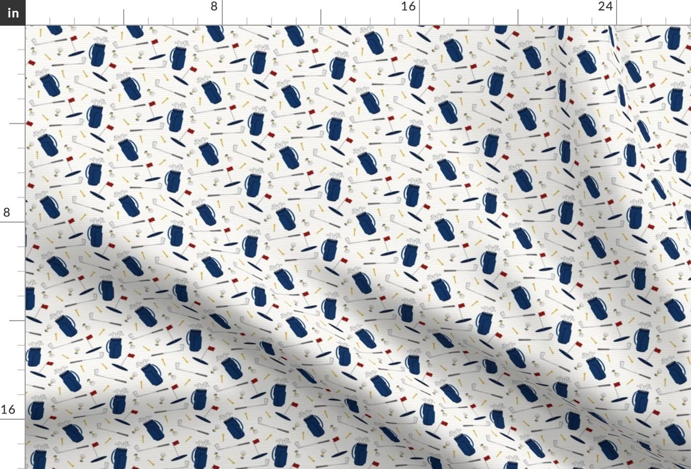 Premium Golf Themed Nursery Fabric - Small Scale Tee Time Navy Tan Printed on Soft Minky Fabric by The Yard - Perfect for Sewing Baby Blankets, Quilt Backing & Plush Toys | Ideal for Sports Clubs, Nursery Decor & DIY Projects