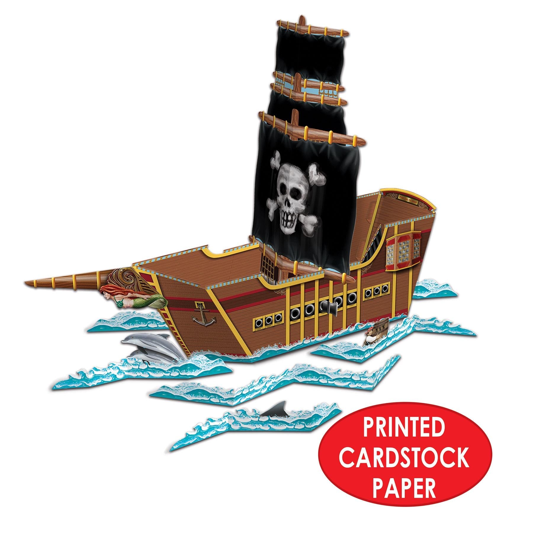 12 Pack Beistle 3D Pirate Ship Party Decorations - Perfect for Pirate Themed Birthday Parties, Baby Showers & Halloween Decor