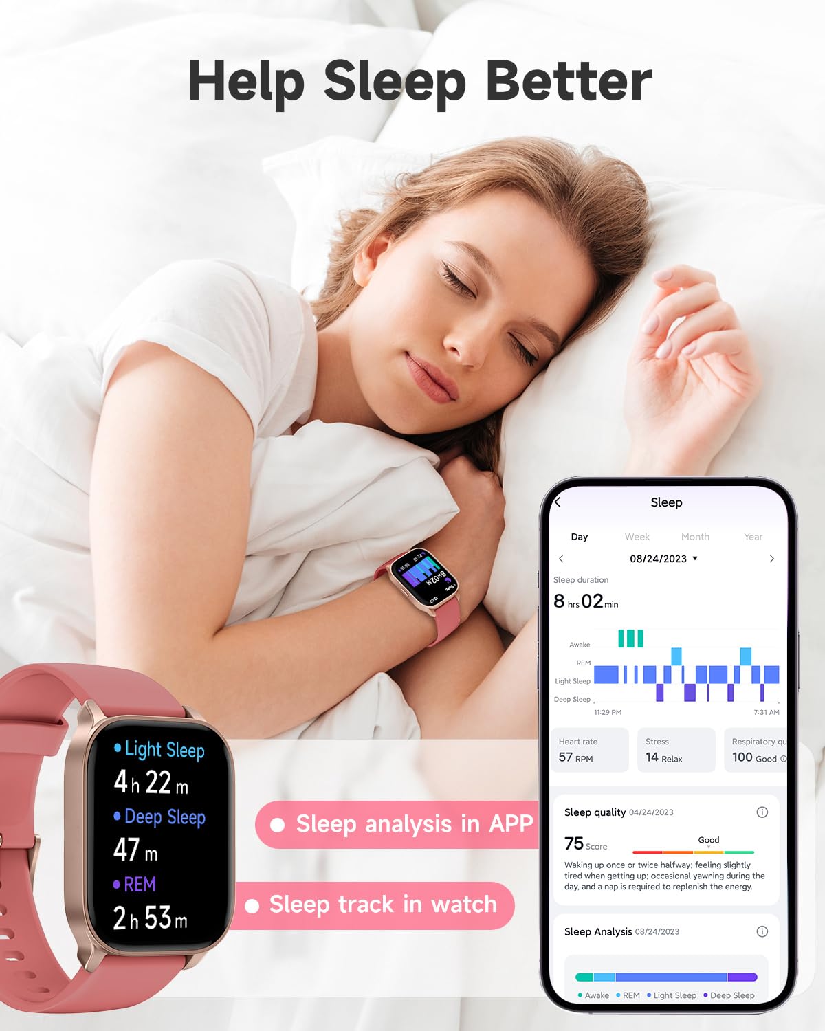 TOOBUR Smart Watch for Women - Fitness Tracker with Heart Rate Monitor, Sleep Tracking & 100+ Sports Modes | IP68 Waterproof Activity Tracker | Make/Answer Calls | Compatible with Android & iOS | Perfect for Workouts, Running & Daily Health Monitoring