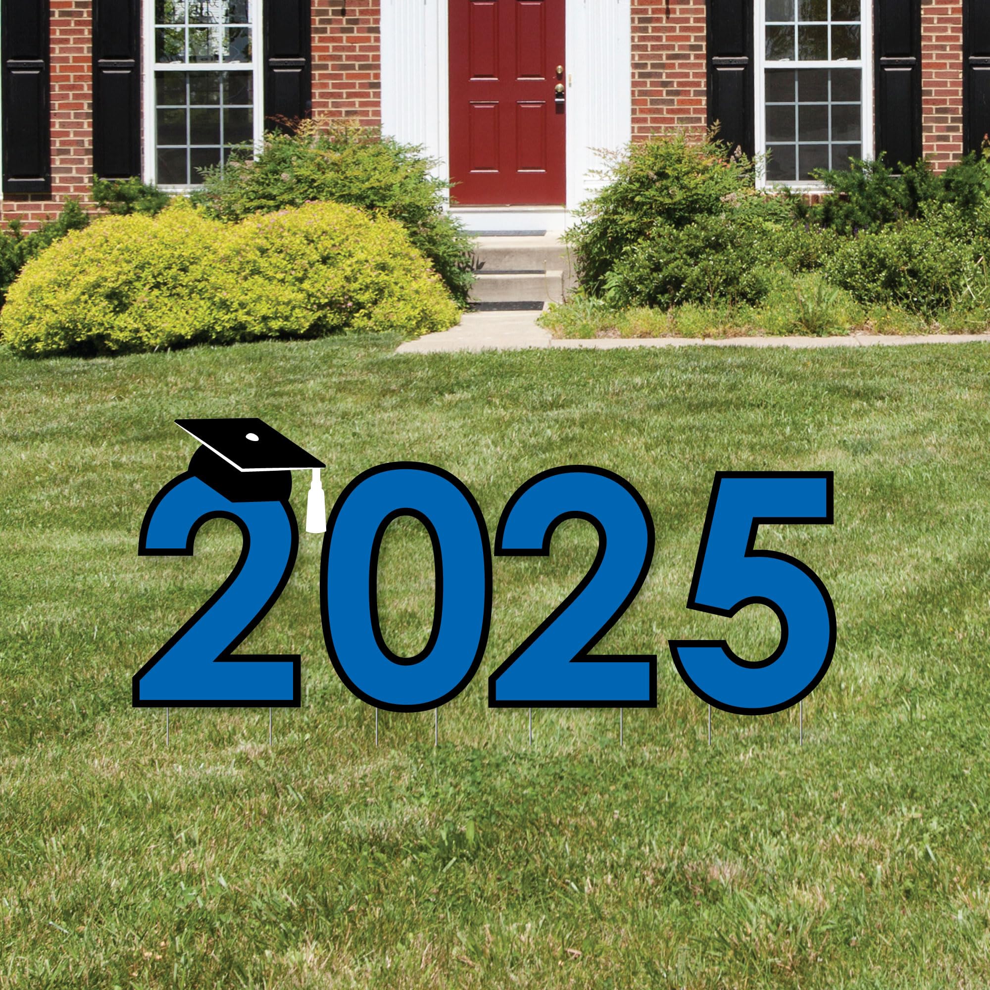 Big Dot of Happiness Blue 2025 Graduation Party Yard Signs - Outdoor Lawn Decorations for 2025 Graduates - Perfect for Backyard Celebrations & Photo Backdrops