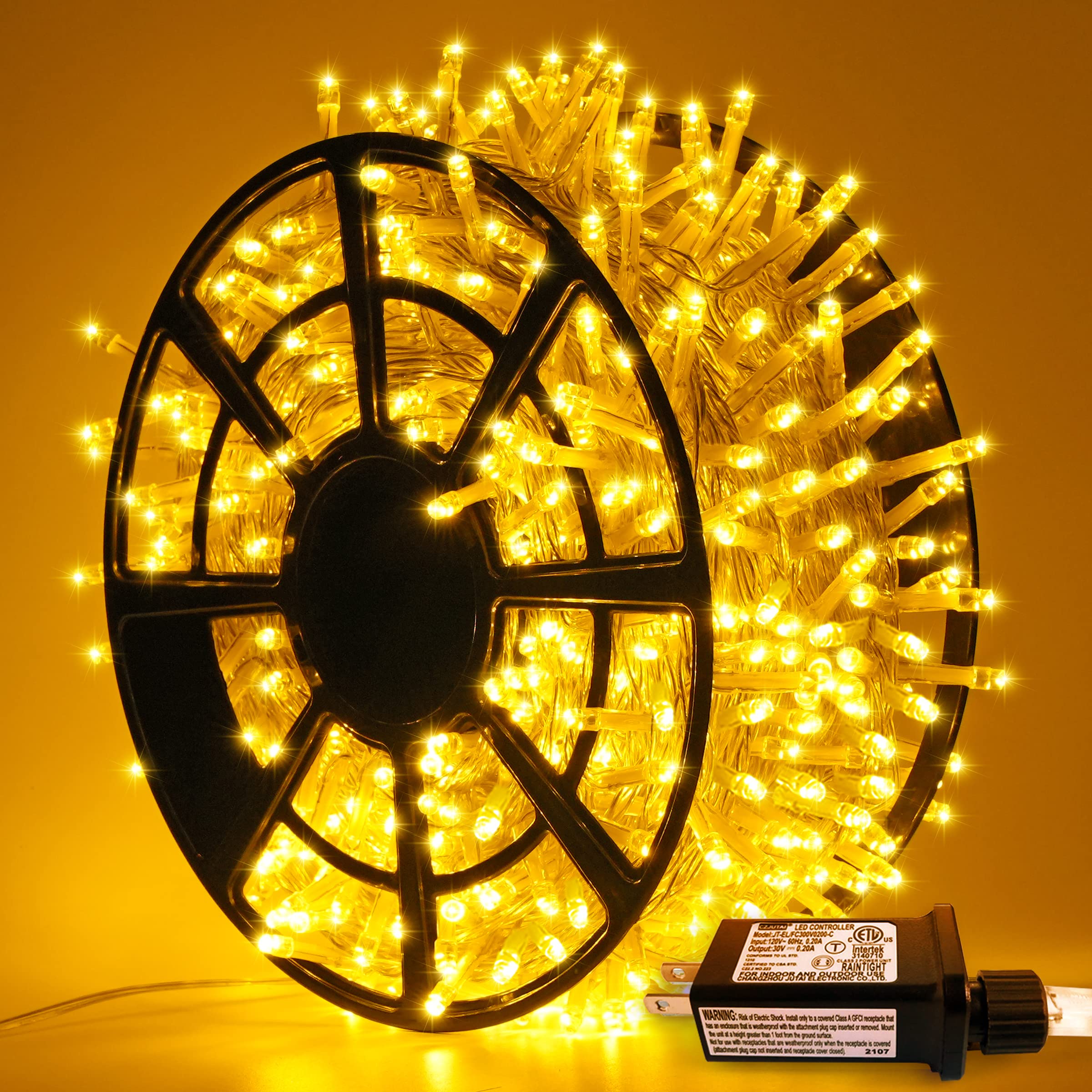 JMEXSUSS 500 LED Warm White Christmas Lights Outdoor - 163ft Plug-in String Lights with Remote Control, 8 Lighting Modes, Clear Wire for Christmas Tree, Bedroom, Garden, Patio & Holiday Decorations